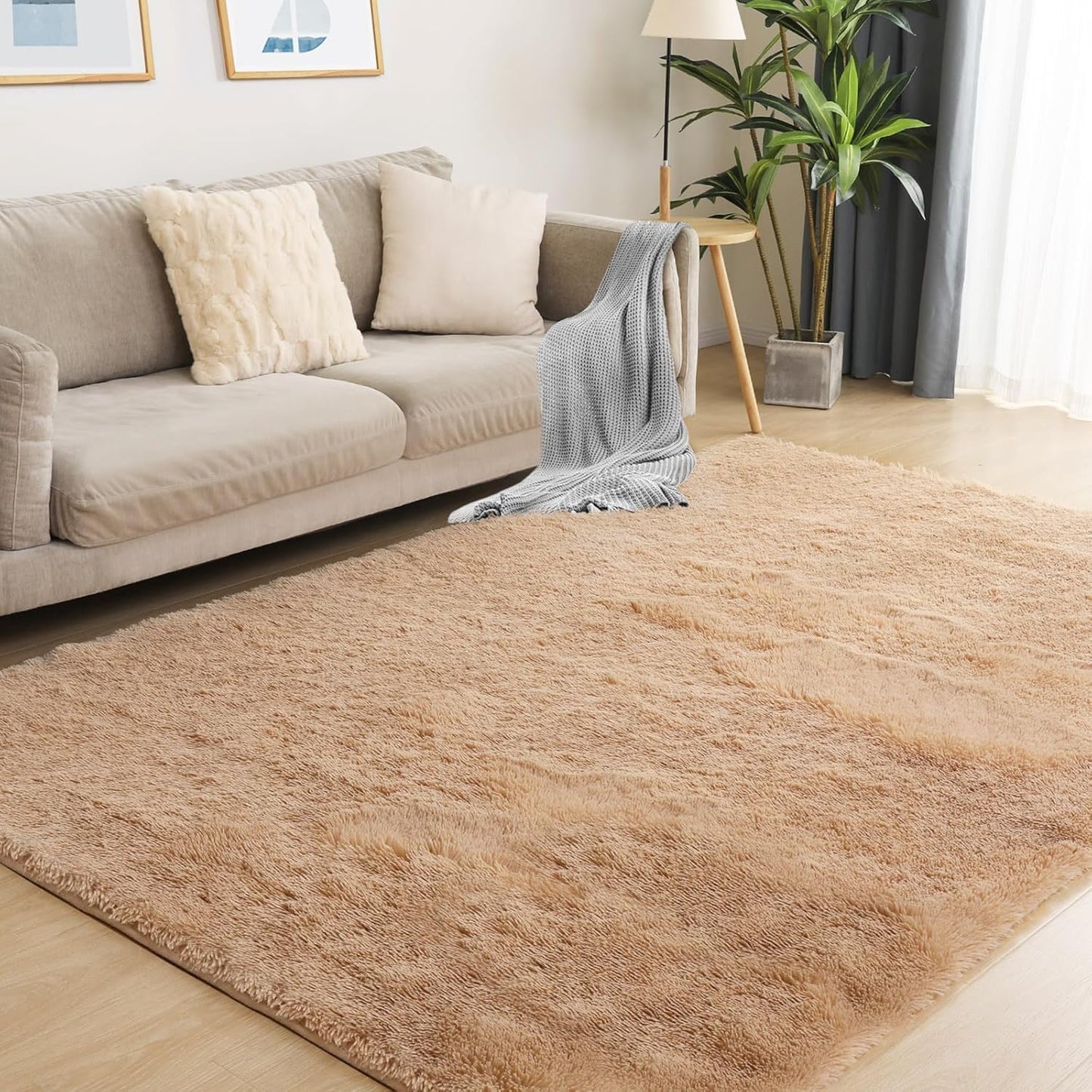 Luxury Area Rug, 6x9 Rugs for Living Room, Ultra Soft Rugs for Bedroom, Non-Slip Indoor Carpet for Nursery, Kids Room, Playroom, Home Decor, Camel