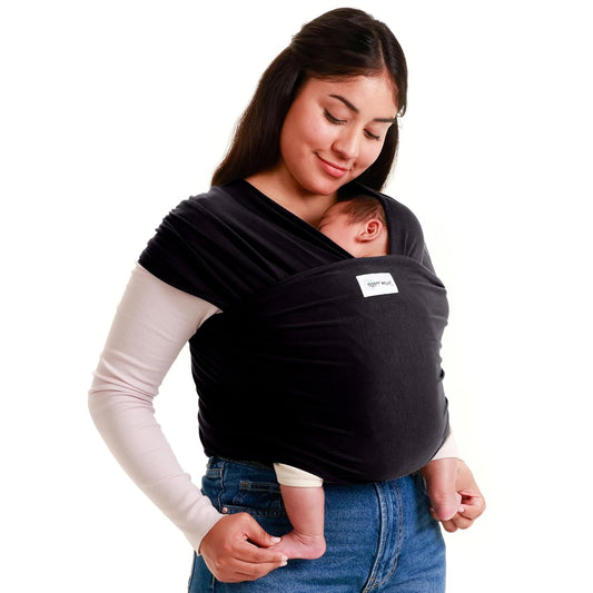 Sleepy Wrap Stretchy Ergonomic Baby Carrier Sling for Newborns to Toddlers - Hands-Free Lightweight Baby Wrap 7-35 lbs (Sable Black)