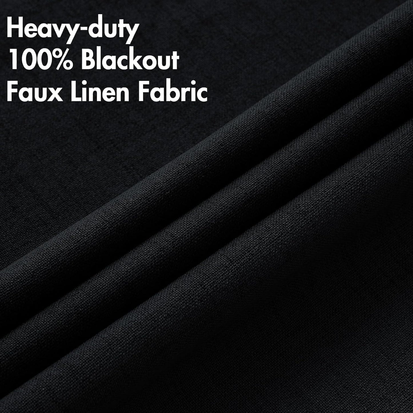 MIULEE Linen Texture Curtains for Bedroom Solid 100% Blackout Thermal Insulated Halloween Black Curtains Grommet Room Darkening Drapes for Living Room Nursery 52x63 Inch (2 Panels)