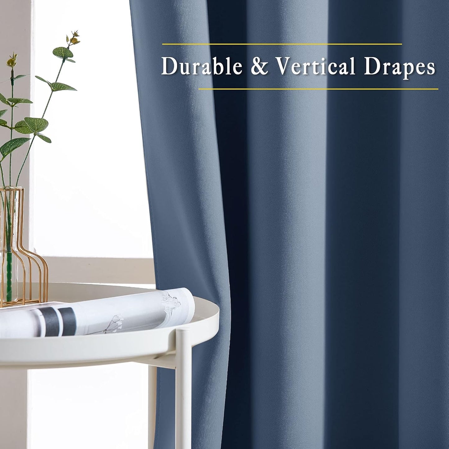 NICETOWN Stone Blue Curtains 84 inch Length 2 Panels, Grommet Thermal Insulated Window Treatments Light & Sound Reducing Drapes for Living Room/Bedroom, W46 x L84