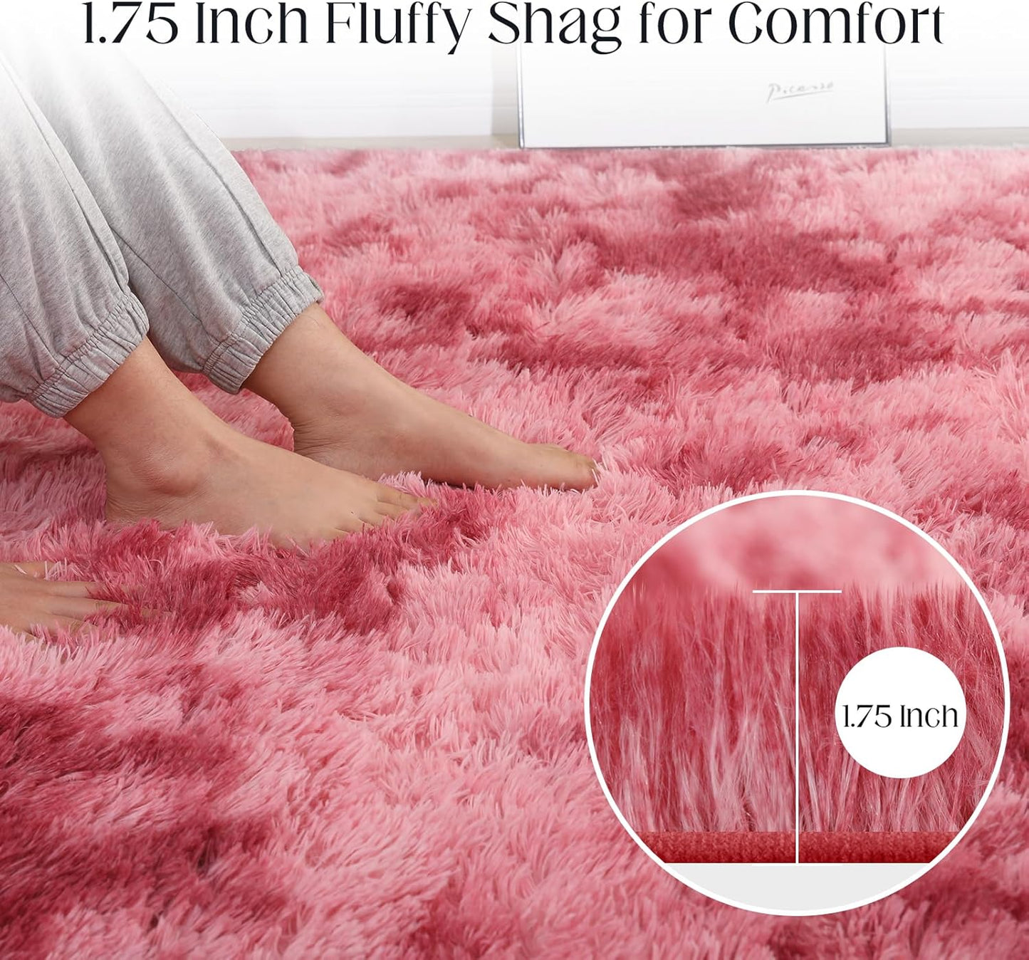 5x7 Area Rug, Luxury Rugs for Living Room, Ultra Soft Rugs for Bedroom, Non-Slip Indoor Carpet for Nursery, Kids Room, Playroom, Home Decor, Tie-Dyed Dark Pink