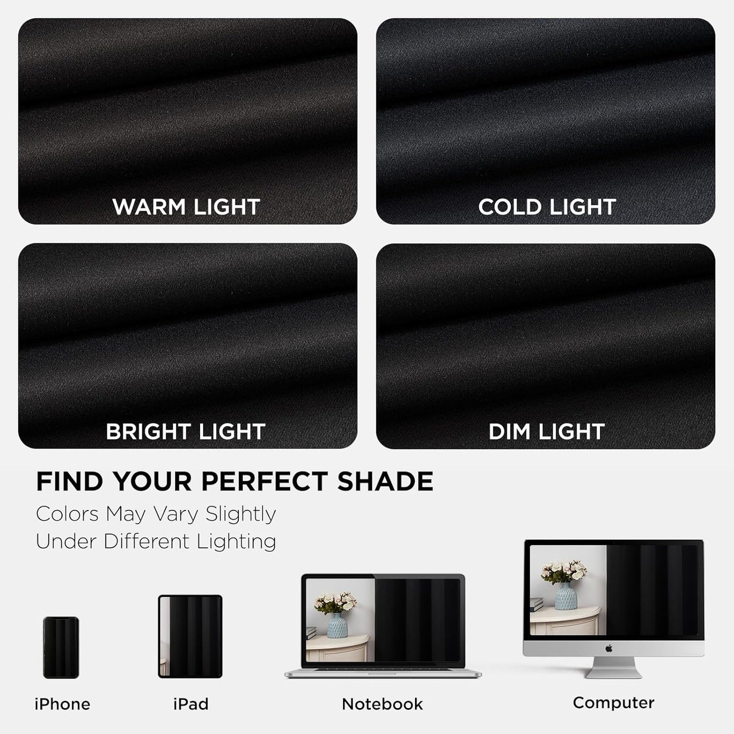 Joydeco Blackout Curtains 90 Inches Long 1 Panel, Thermal Insulated Long Curtains& Drapes 1 Piece, Room Darkening Grommet Drapes for Living Room Bedroom Window (W70 x L90 Inch, Black)