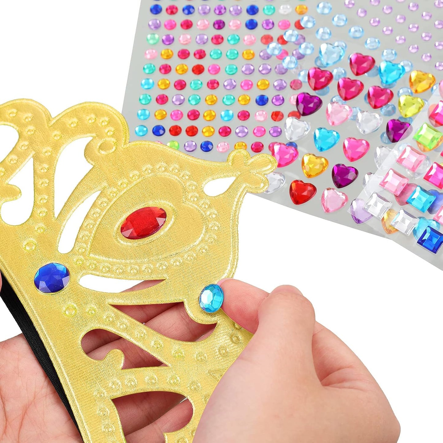 Epakh Princess Party Crowns Set, 27 Pcs DIY Crown with Diamond Stickers, Birthday Party Favor for Children and Princess Fans