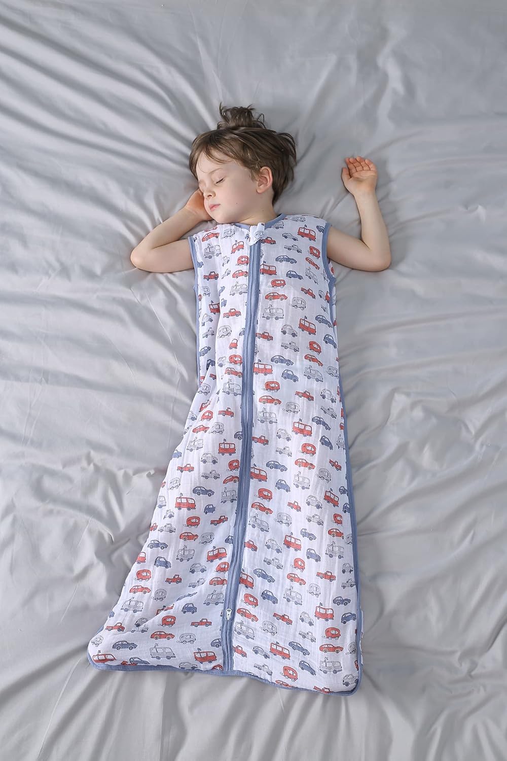 Baby Sleep Sack 2-4 T Baby Wearable Blanket 100% Organic Cotton 0.5 TOG Toddler Sleep Sacks 2- Way Zipper Soft Car 4 Layers 2T 3T 4T