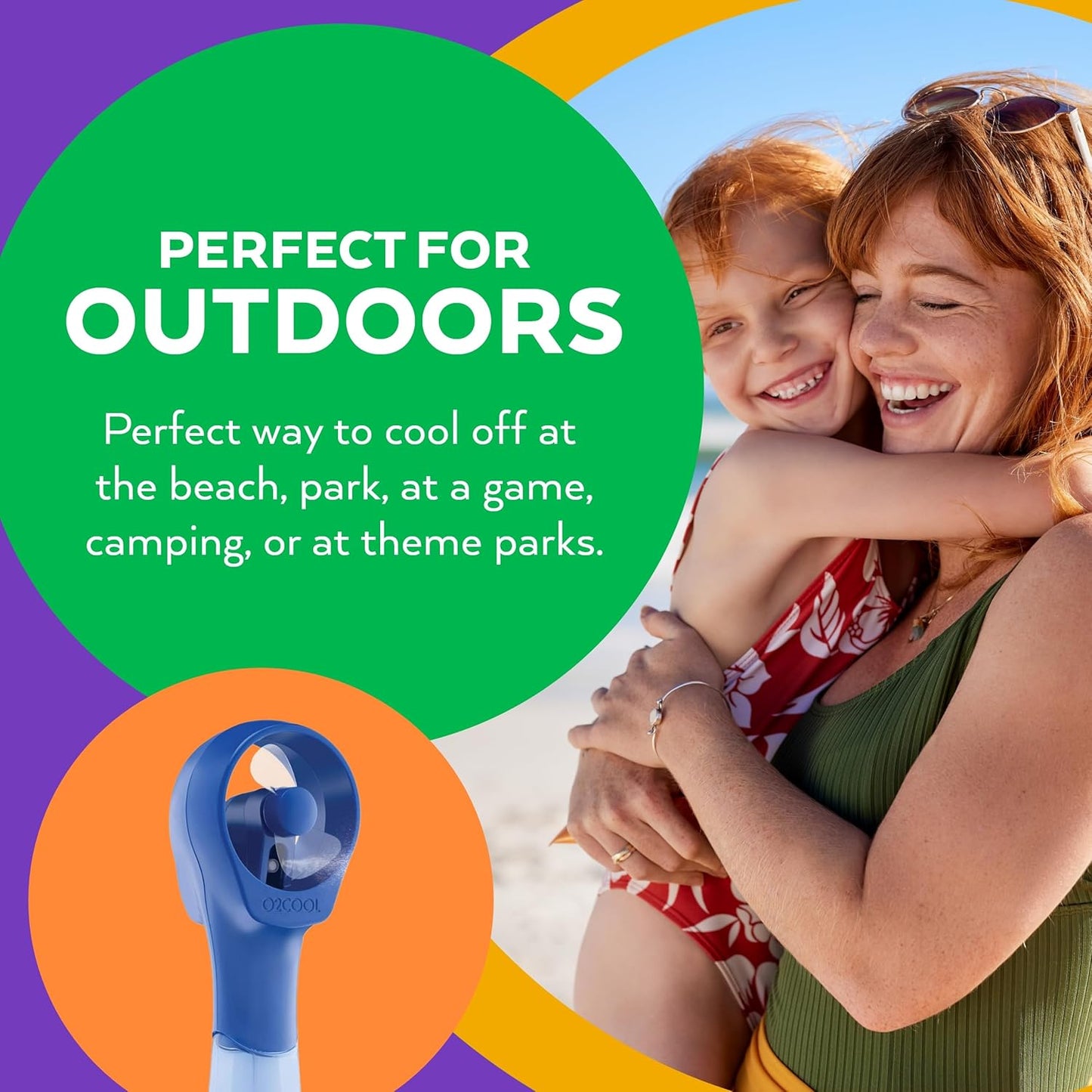 O2COOL Elite Battery Powered Handheld Water Misting Fan (Blue)