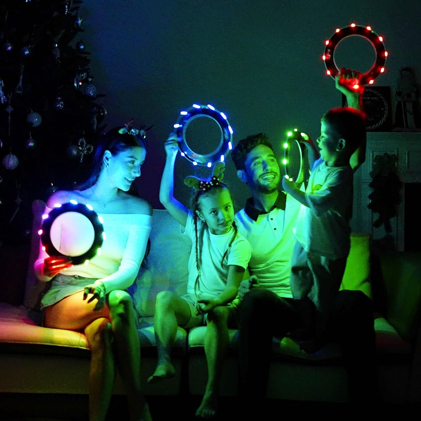 TOSY Flying Ring - 16 Million Color RGB or 12 LEDs, Super Bright, Lost Mode, Auto Light Up, Camping Essentials for Kids/Teens/Boy/Girl, Safe & Soft, Waterproof, Pool/Beach Games, Lightweight Toy