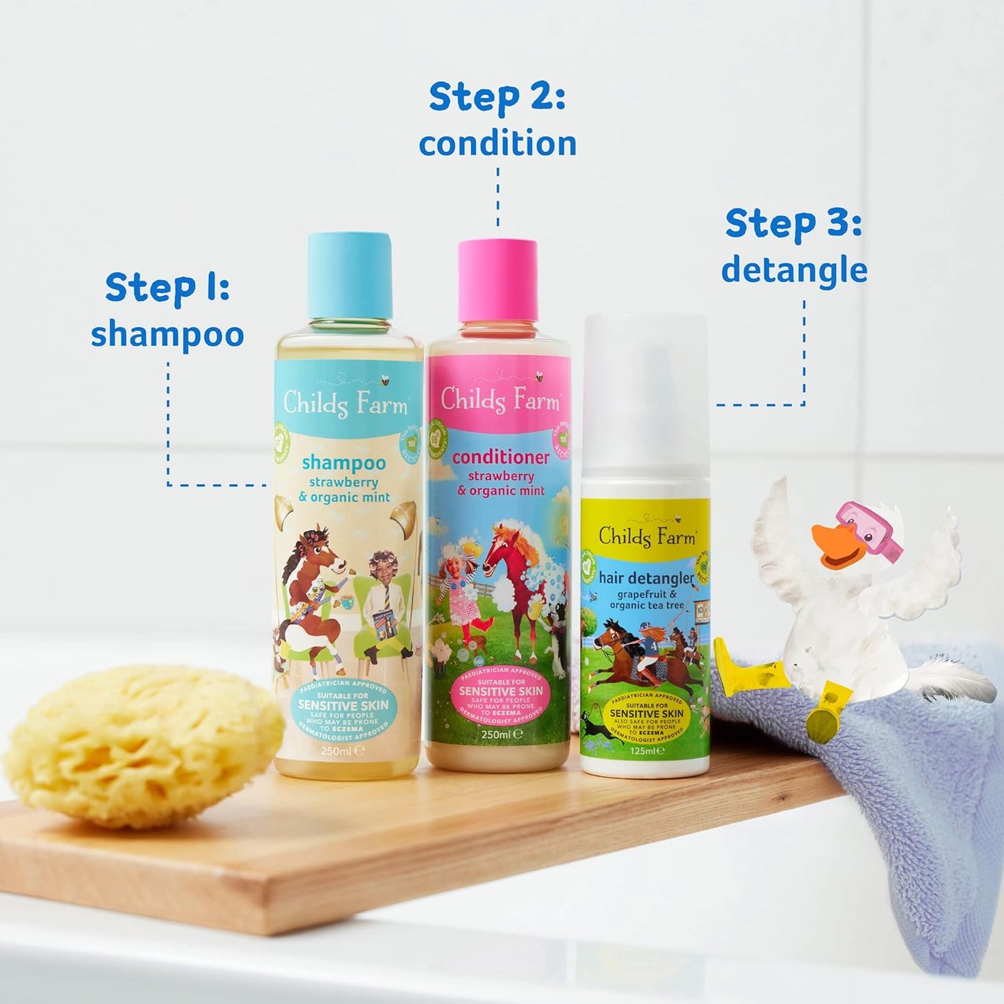 Childs Farm, Kids Hair Conditioner for Dry, Sensitive Skin & Scalp, Strawberry & Organic Mint, Conditions & Nourishes, Vegan, Cruelty-Free, 16.9 fl oz