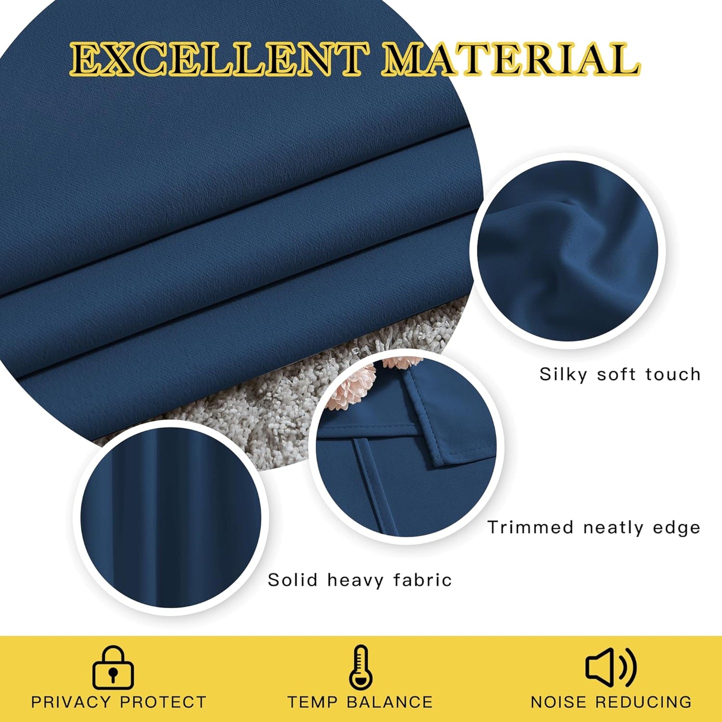 NICETOWN Blackout Room Divider Curtains 118 inches Long, Grommet Thermal Window Treatments Sound Reducing Drapes for Sliding Glass Door, Moroccan Blue, W66 x L118, 2 Pieces
