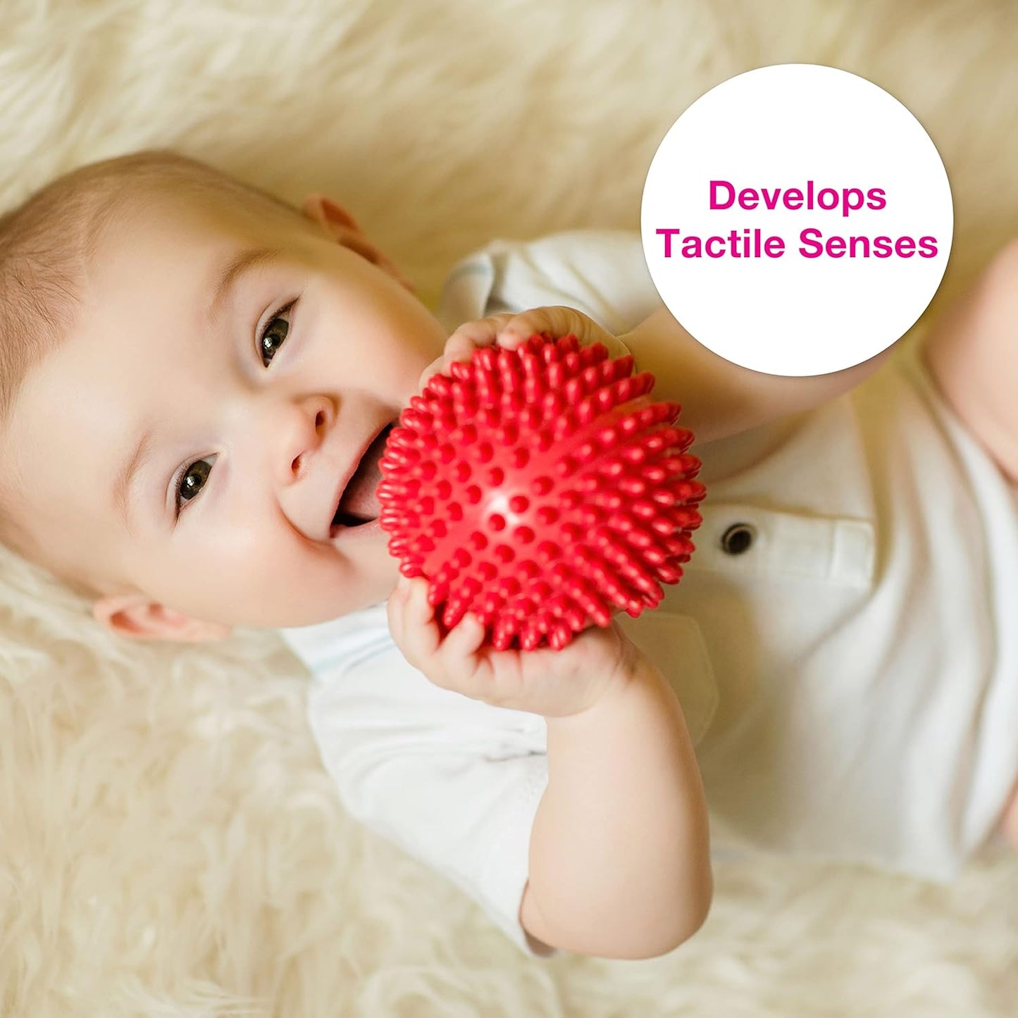 Edushape Original Sensory Ball for Baby - 4" Deflated with Pump - Solid Primary Color - Enhances Gross Motor Skills for Kids 6 Months & Up