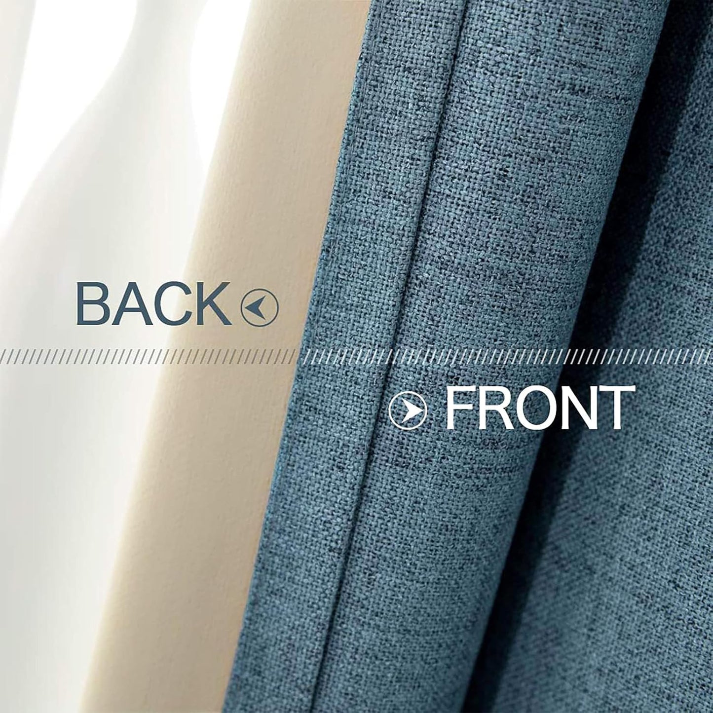 MIULEE Linen Texture Curtains for Bedroom Solid 100% Blackout Thermal Insulated Dusty Blue Curtains Grommet Room Darkening Drapes Luxury Decor for Living Room Nursery 52x72 Inch (2 Panels)