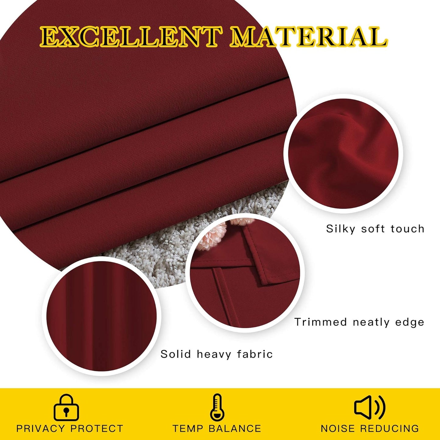 NICETOWN Blackout Draperies Curtain Panels - Thermal Insulated Solid Grommet Blackout Curtains/Panels/Drapes for Living Room(Burgundy Red, 1 Pair, 46 by 54-Inch)