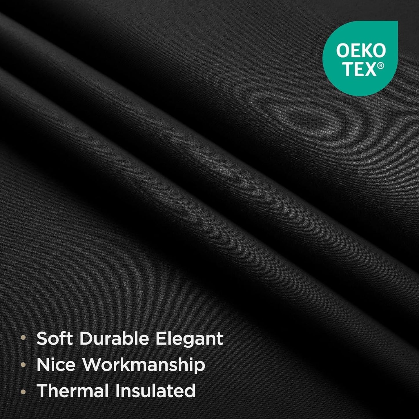 Joydeco Blackout Curtains for Bedroom, Black Out Curtains 108 Inch Long, Room Darkening Noise Reducing Wrinkle-Free Drapes, Black Curtains with Rod Pocket Back Tab 2 Panels (W52 x L108 Inch)