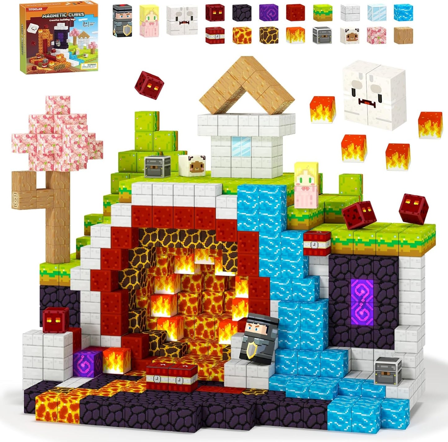 Magnetic Blocks-100PCS Magnetic Building Blocks, Magnet Toys Kids Build Cubes, Upgraded Sensroy Toys & Games, Christmas Birthday Gifts for Boys & Girls Ages 3+