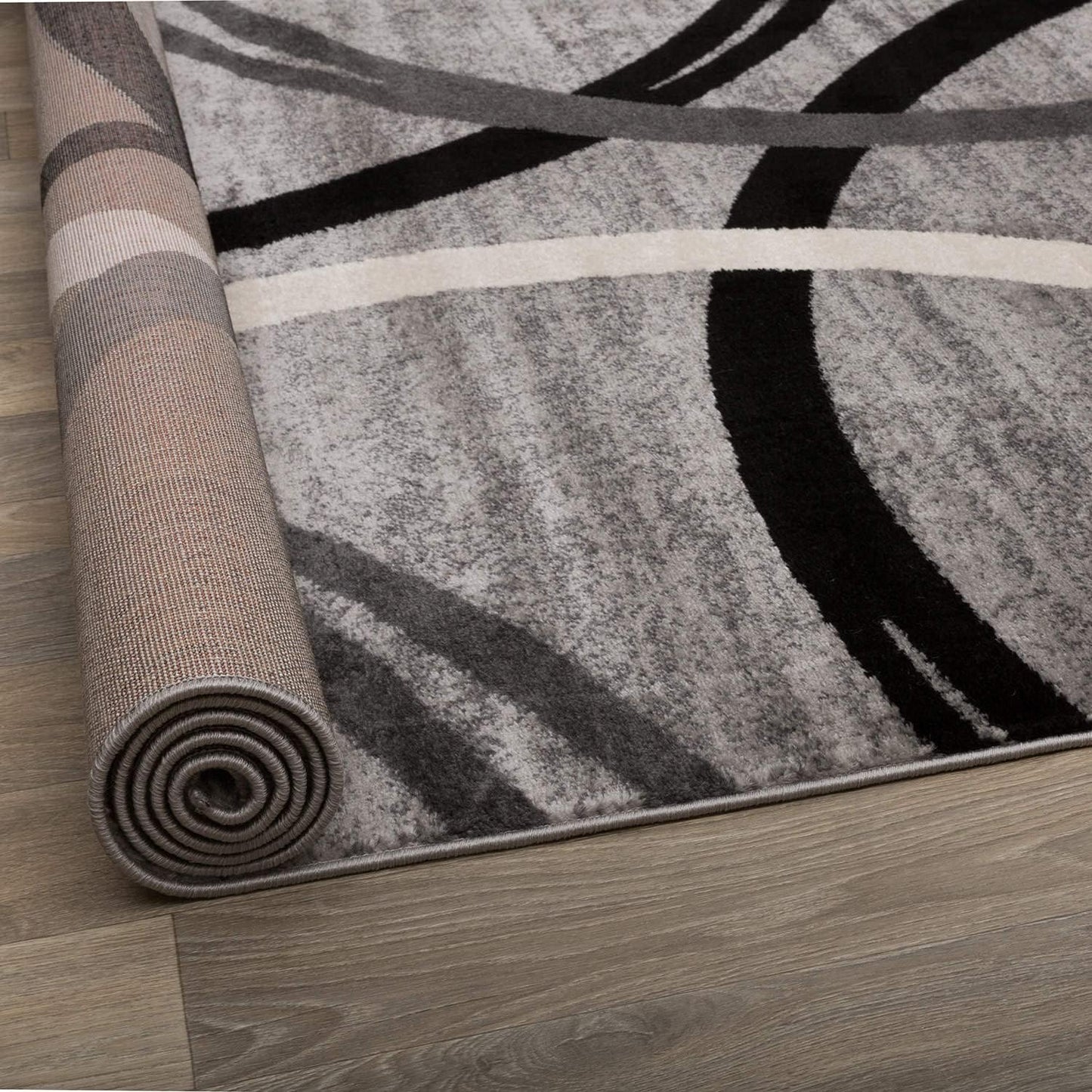 Rugshop Modern Wavy Circles Design Runner Rug 2' x 10' Gray