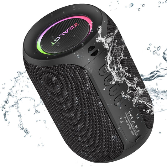 ZEALOT Bluetooth Speaker for Kid, Speakers Bluetooth Wireless, S32pro 15W Outdoor Portable Speaker, BT5.3/ USB/TF/AUX, Loud Stereo Sound, Dual Pairing, for Home Party Pool Beach-Black