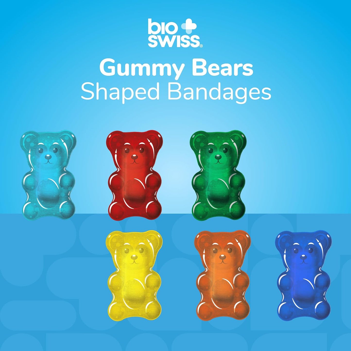BioSwiss Bandages, Gummy Bear Shaped Self Adhesive Bandage, Latex Free Sterile Wound Care, Fun First Aid Kit Supplies for Kids, 24 Count