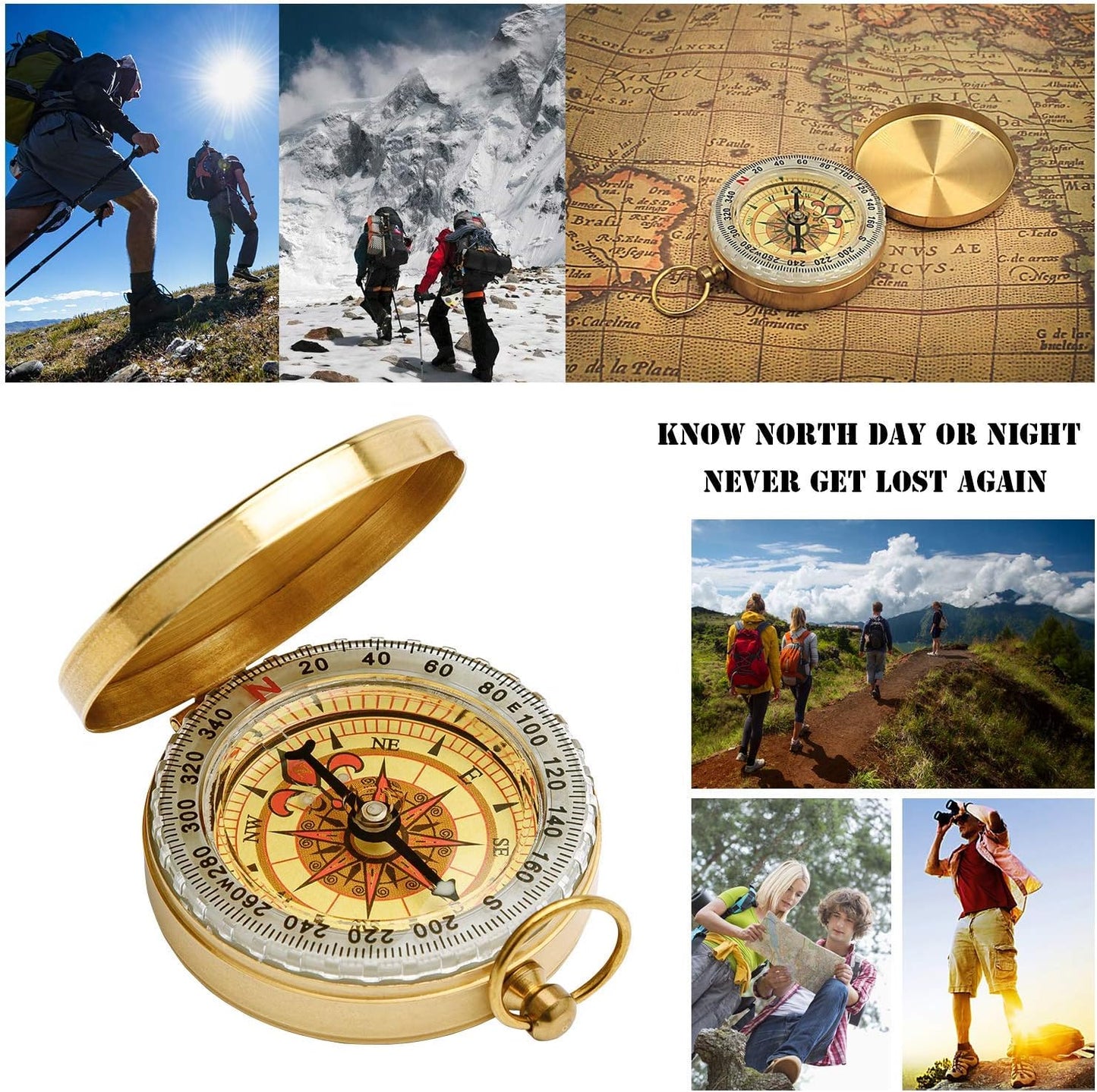 Retro Pirate Telescope Zoomable 25x30 Spyglass Portable Collapsible Handheld Telescope Vintage Monocular for Kids & Survival Gear Compass Pocket Military Compass for Camping Boating