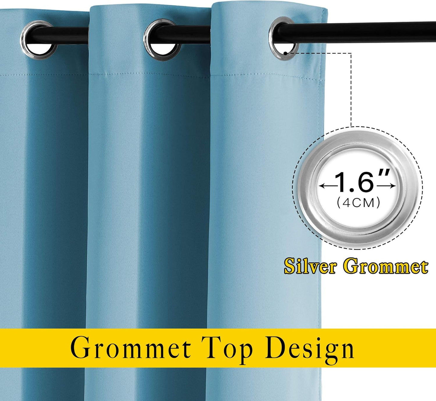 NICETOWN Room Darkening Curtain Panels - (52 inches W x 108 inches L, Teal Blue, 2 Panels) Toddler Boy Bedroom Drapes with Grommet Top, Energy Smart Window Treatment Curtains