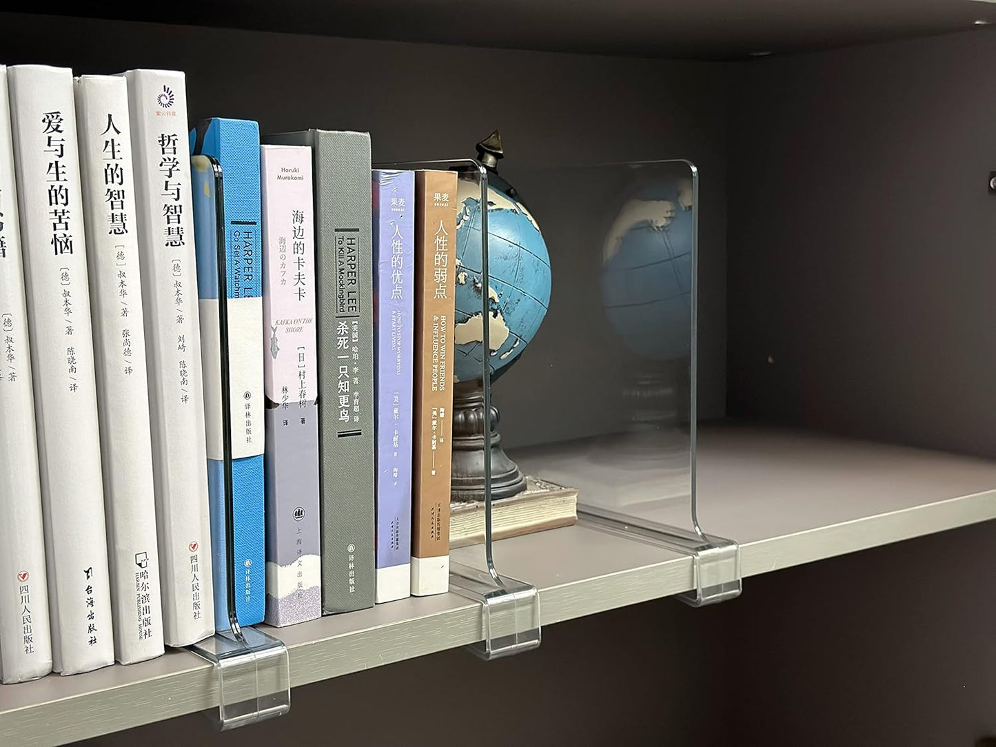 LikeU Acrylic Shelf Divider,Wood Shelf Dividers,Clear Closet Shelf Separators Clothing Organizer Perfect for Bedroom Shelving Organization and Kitchen Cabinet Shelf Storage,2 PCS