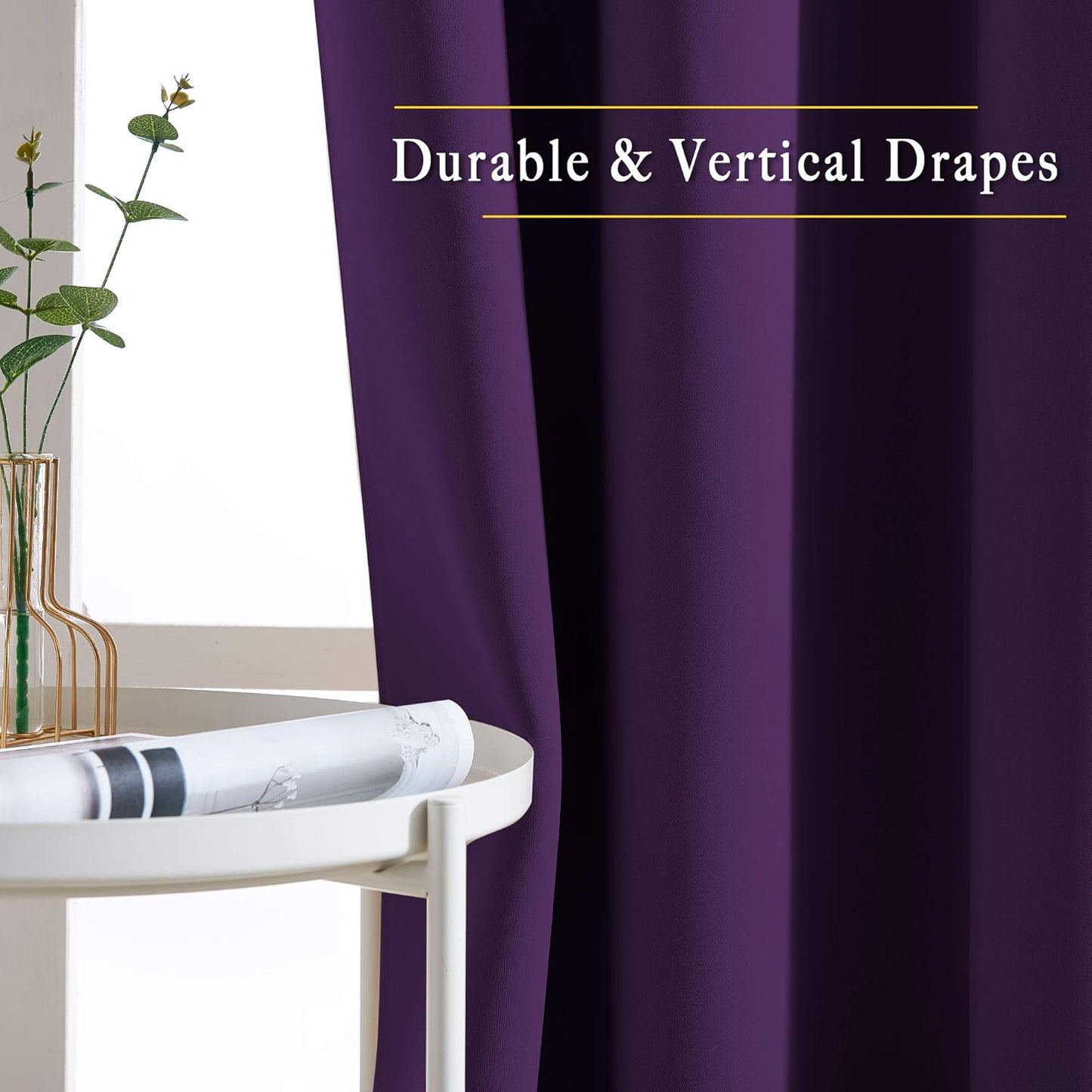NICETOWN Royal Purple Room Darkening Draperies and Curtains - Home Fashion Energy Saving Grommet Top Room Darkening Drape Panels for Bedroom (Set of 2, 46 by 90 Inch, Royal Purple)