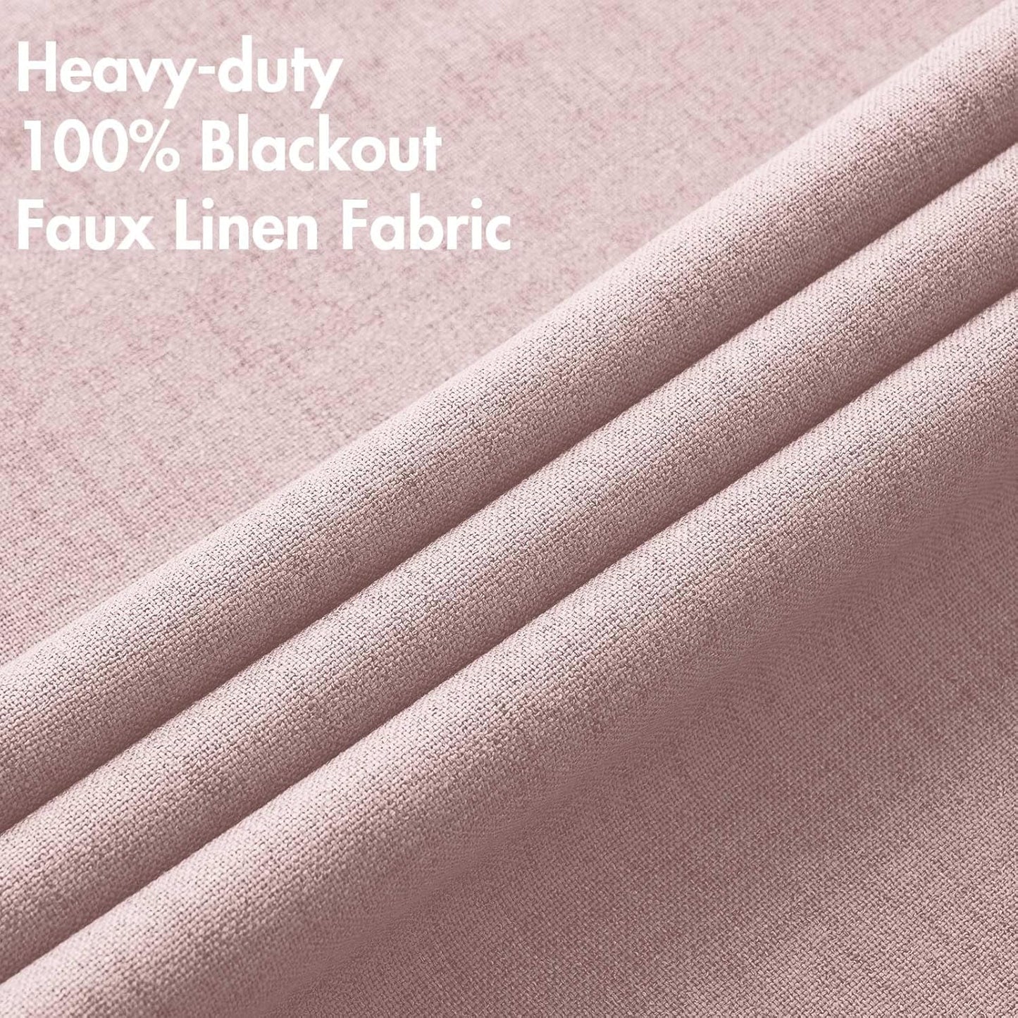 MIULEE Linen Texture Curtains for Bedroom Solid 100% Blackout Thermal Insulated Pink Curtains Grommet Room Darkening Drapes for Living Room Nursery 52x54 Inch (2 Panels)