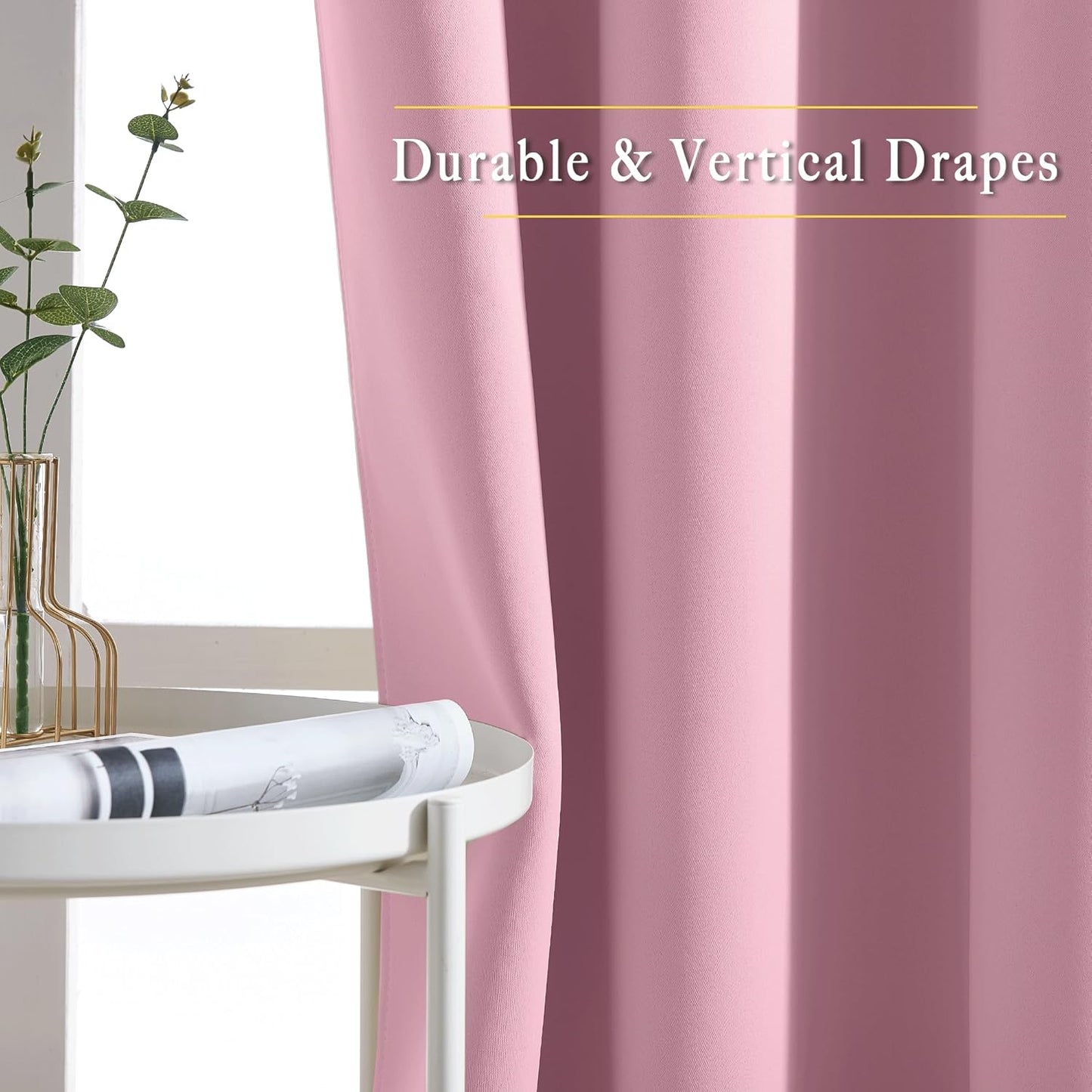 NICETOWN Room Darkening Curtain Panels - (52 inches W x 120 inches L, Crystal Pink, 2 Panels) Toddler Boy Bedroom Drapes with Grommet Top, Energy Smart Window Treatment Curtains