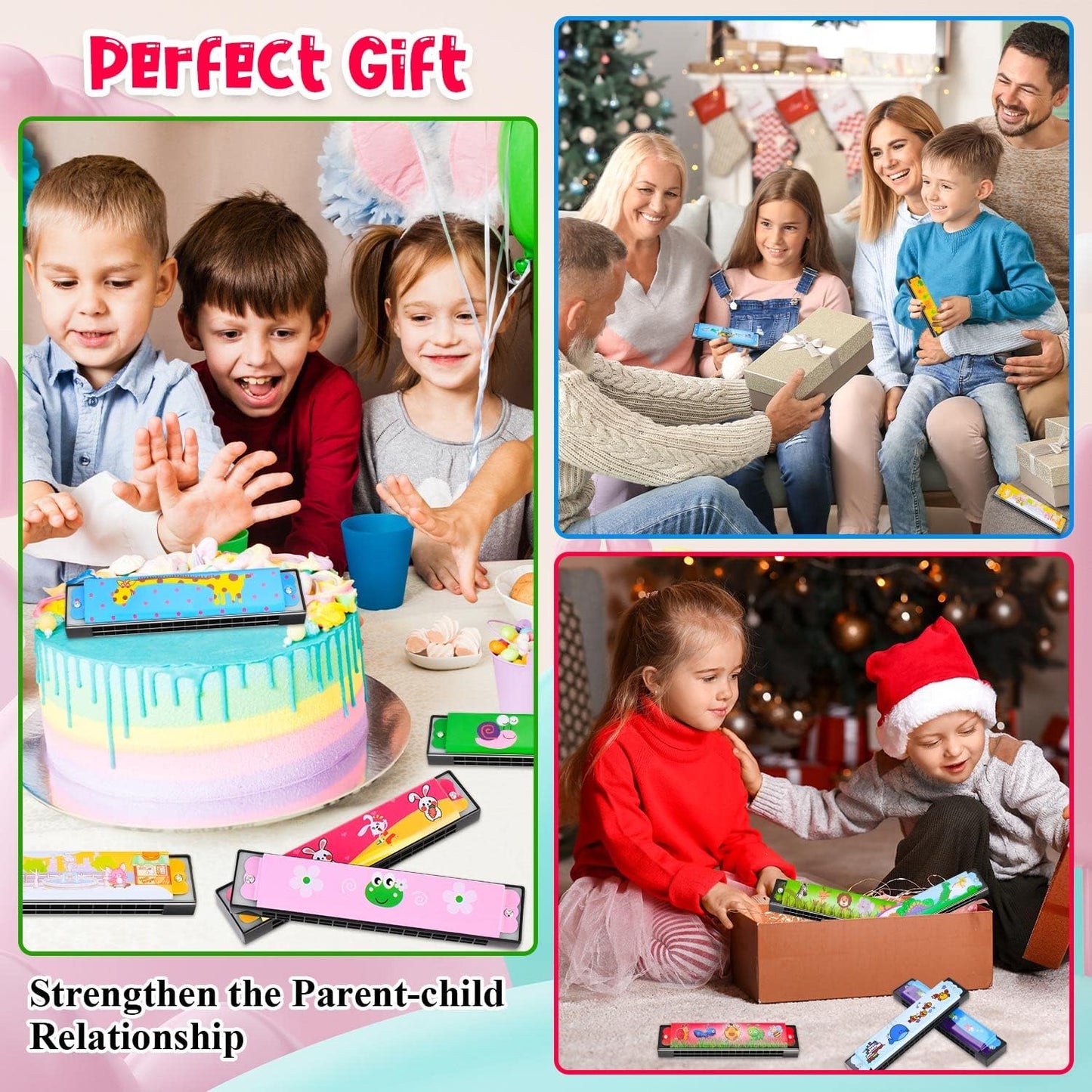 24 Pcs Harmonica for Kids Lightweight Harmonicas with Double Row of 16 Holes, Harmonica for Toddler Kids Adult Beginners' Musical Instrument Toy (Over 3 Years Old)