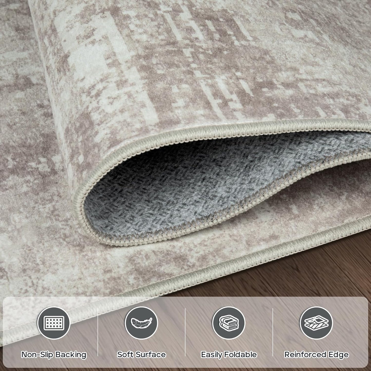 9x12 Area Rugs for Living Room Rug Washable: Modern Large Rug for Dining Room Bedroom Carpet Non Slip 9 by 12 Indoor Abstract Nursery Home Office Brown Grey