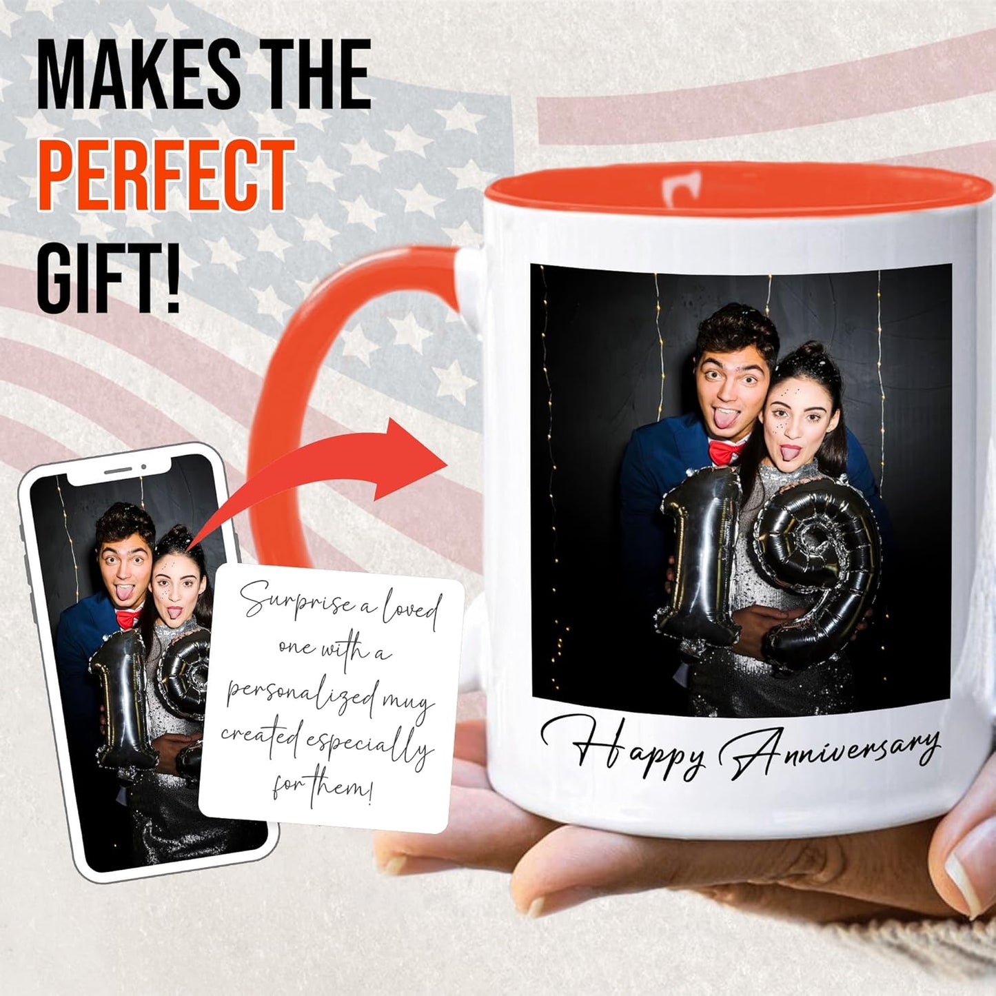 Custom Mug Upload Your Picture Personalized Coffee Mug with Photo Text Name Customized Cup Unique Ideas Gifts for Men Women Mom Dad Halloween Christmas Thanksgiving Friend Family (Orange, 11oz)