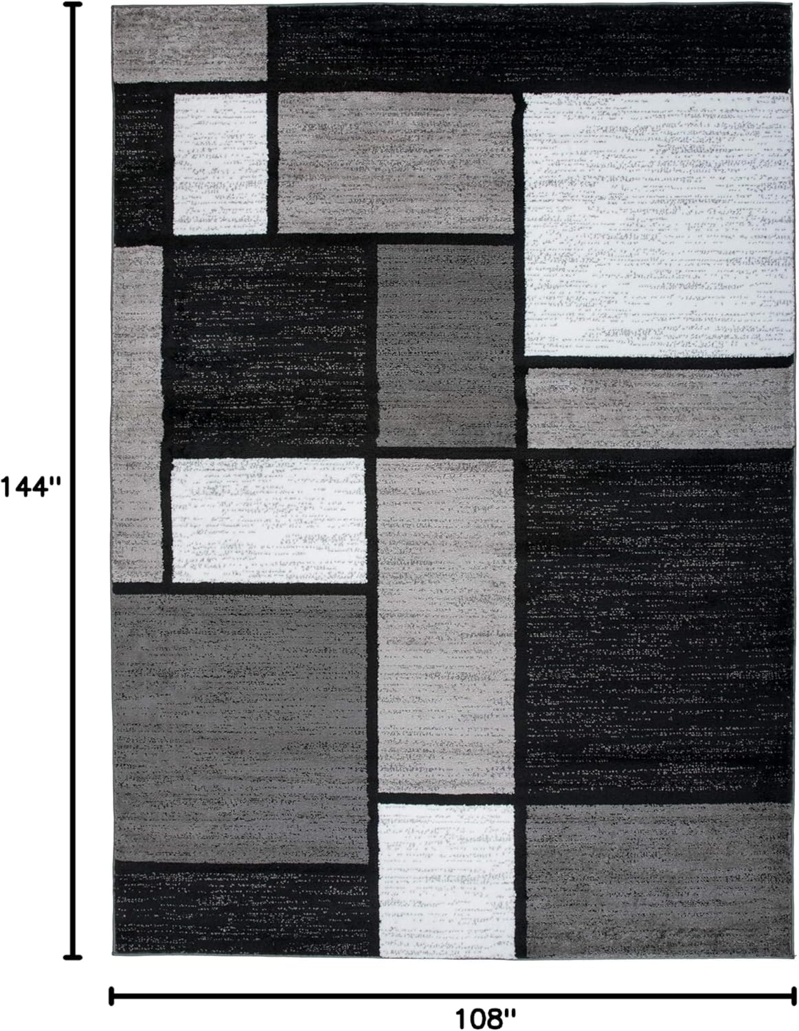Rugshop Contemporary Modern Boxes Easy Cleaning for Home Office,Living Room,Bedroom,Kitchen Non Shedding Area Rug 9' X 12' Gray