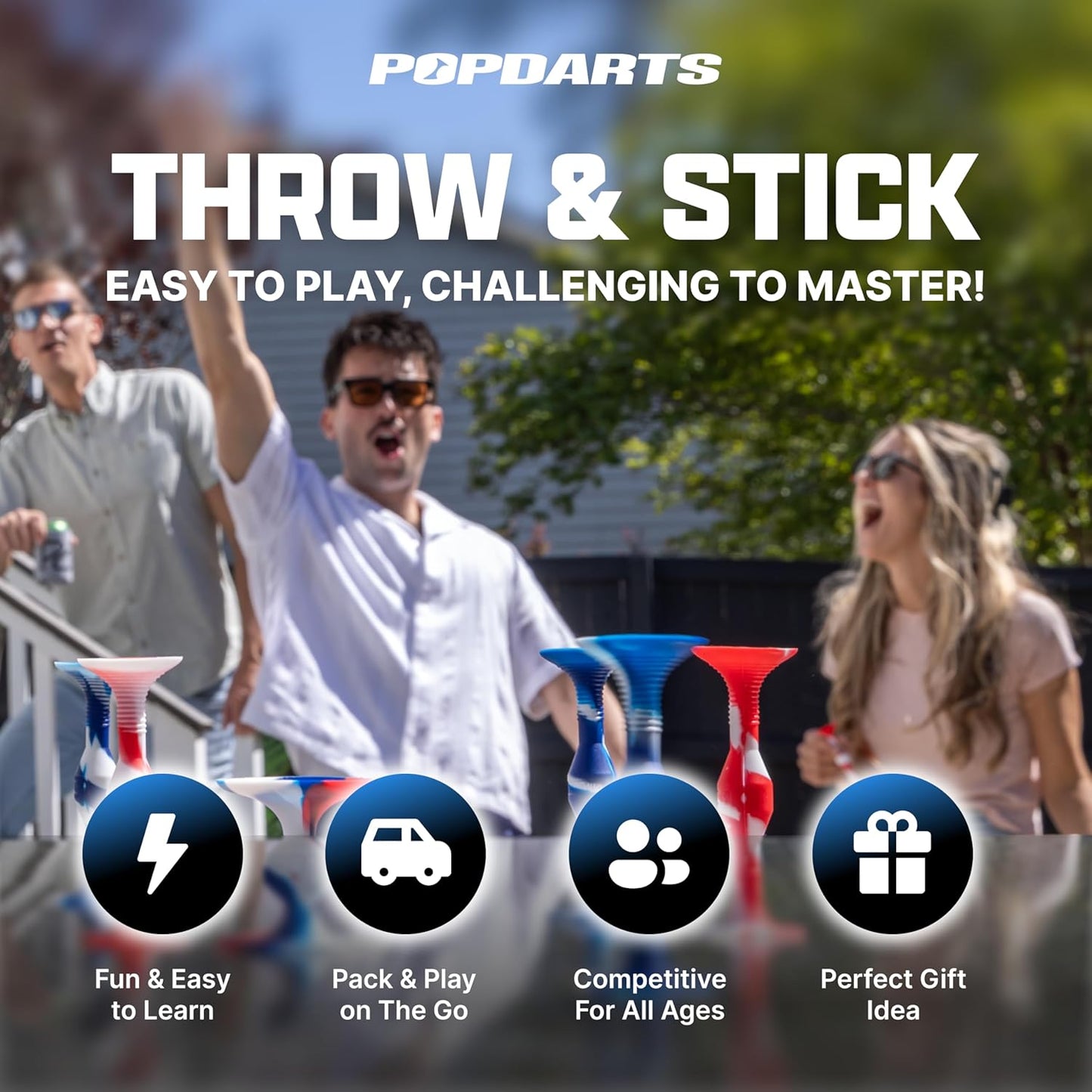 Popdarts PRO Pack Game Set (Rizzle) - Indoor, Outdoor Suction Cup Throwing Game - Competition with a POP