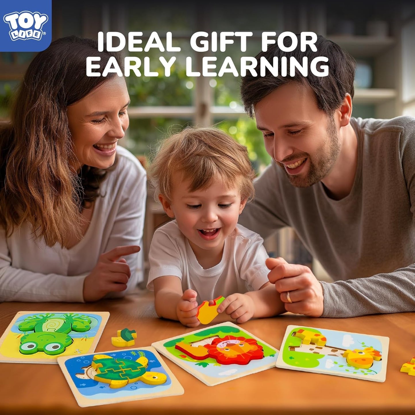 TOY Life Wooden Puzzles for Toddlers 2-4, Montessori Toys for 1 2 3 Year Old Toddler Boys Girls, Animals Jigsaw Puzzles, Educational Learning Toy Kids Puzzle, Best Gifts Toys for Baby Ages 1-3 2-4