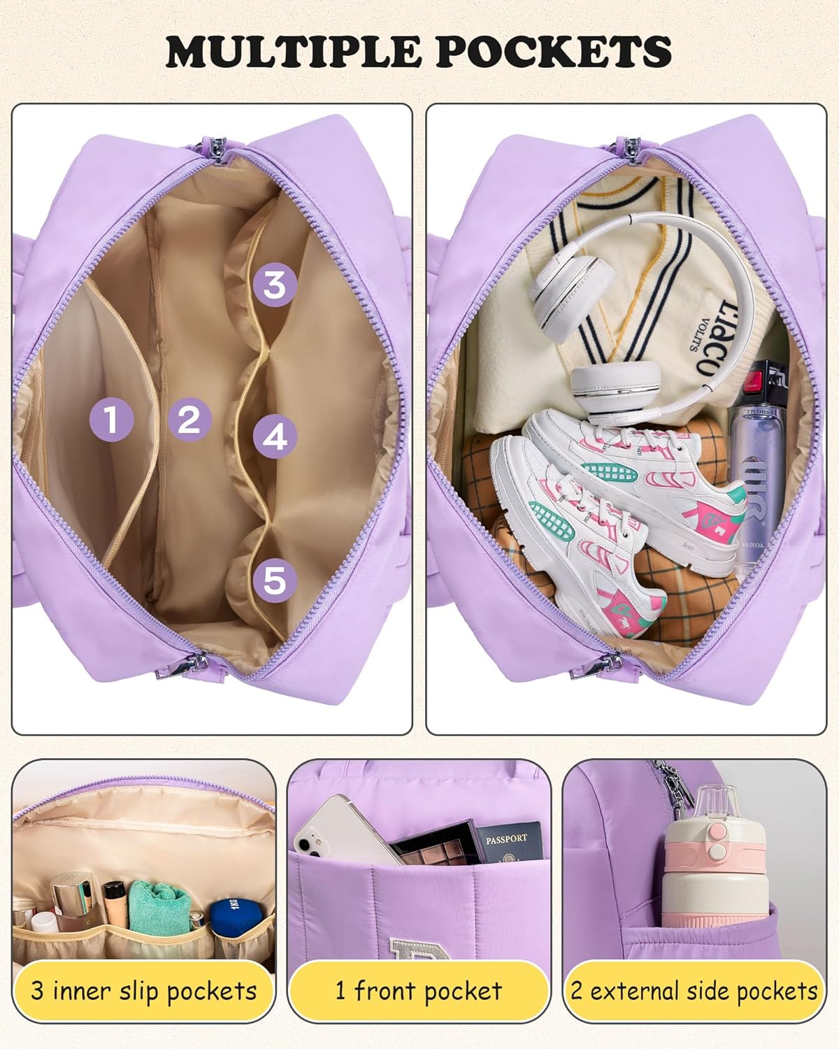 Birthday Gift for Women Girl-Initial Duffle Bag, Carry On Bags for Women，Overnight Bag with Wet Pocket，Lightweight Travel Bags Personalized Gym Tote with Makeup Pouch