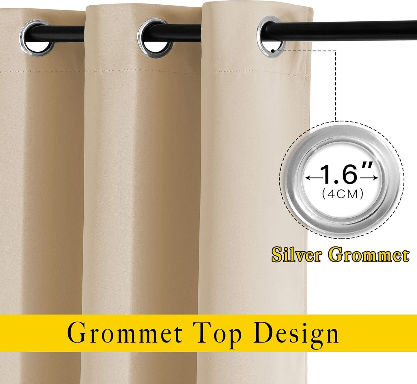 NICETOWN Biscotti Beige Blackout Curtains 84 inches Long for Bedroom - Thermal Insulated Solid Grommet Room Darkening Window Treatments Sound Reducing for Living Room (2 Panels, W52 x L84)