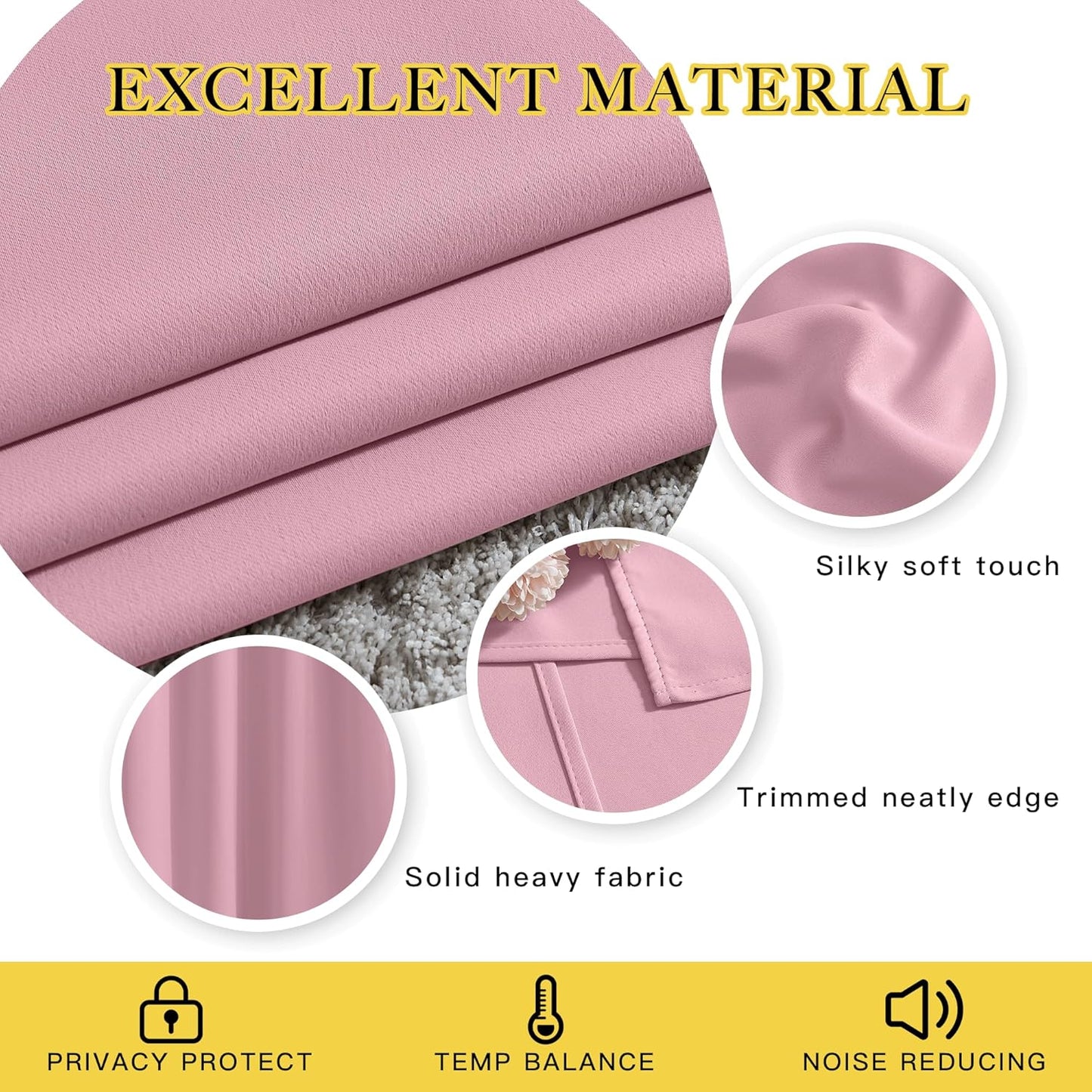 NICETOWN Crystal Pink Blackout Curtains & Drapes - Thermal Insulated Grommet Blackout Light Blocking Room Darkening Large Window Treatments for Bedroom/Living Room (2 Panels, W66 x L90)