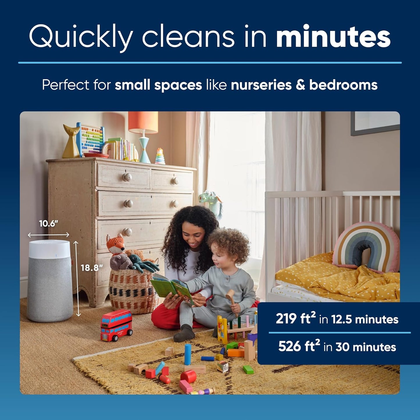 BLUEAIR Air Purifiers for Bedroom, HEPASilent Air Purifiers for Home, Air Purifiers for Pets Allergies Air Cleaner, Smart Air Purifier, Small Room Air Purifier, Virus Air Purifier, Blue Pure 411i Max