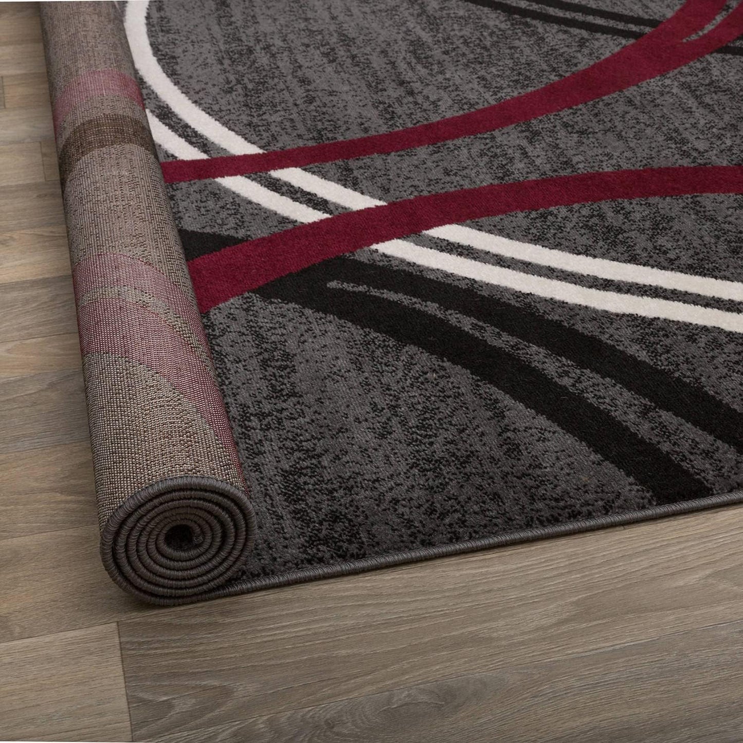 Rugshop Modern Wavy Circles Design Runner Rug 2'7" x 6' Red