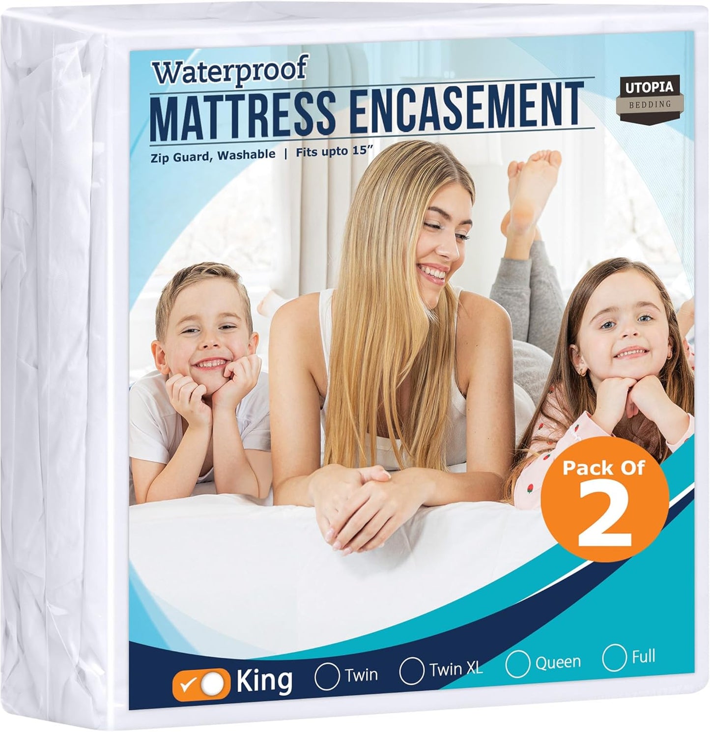Utopia Bedding Zippered Mattress Encasement King Size (Pack of 2), 100% Waterproof, Dust Mite and Bed Bug Proof Mattress Protector, Absorbent 6-Sided Mattress Cover