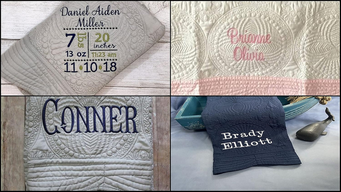 Personalized Baby Blanket Baby Quilt Monogrammed Blankets for Boys and Girls Embroidered Baby Gifts (Teddy Bear Stars)
