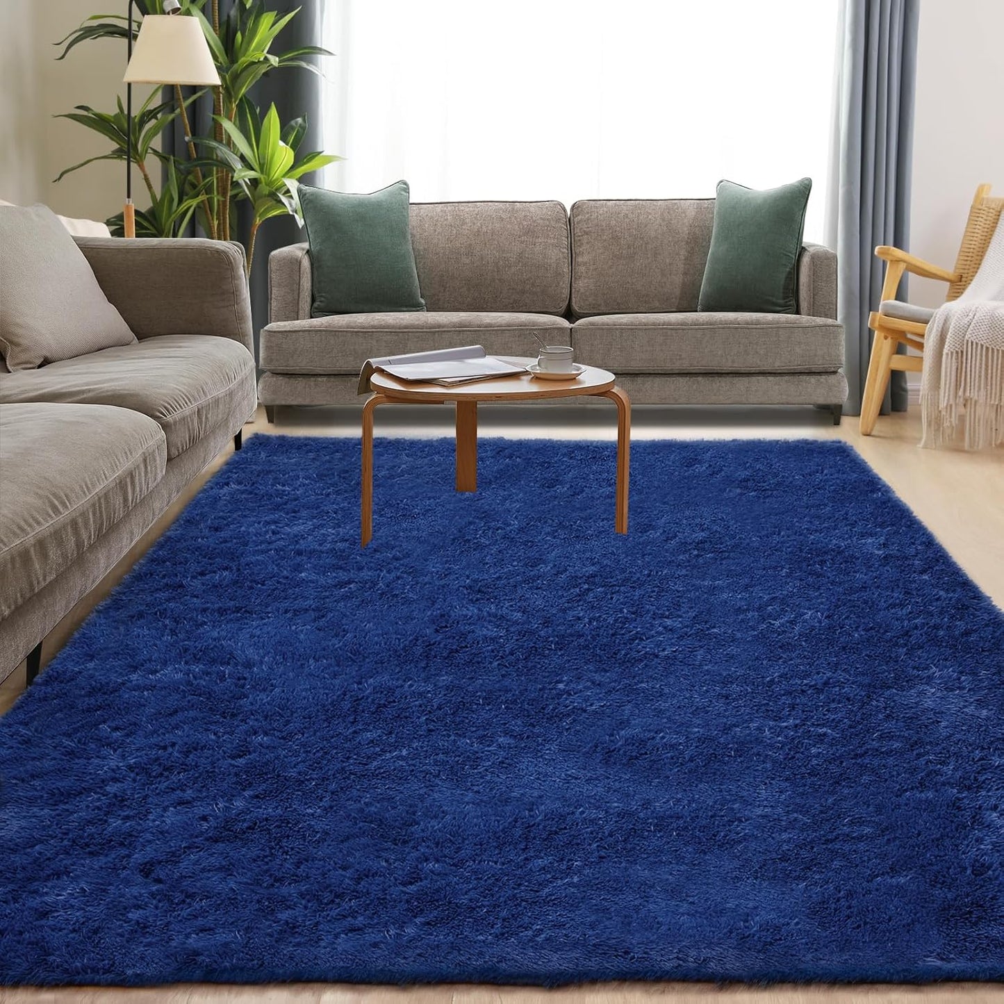 Navy Blue Rug, 4x5.8 Area Rugs for Living Room, Soft Plush Area Rugs for Bedroom, Non-Slip Indoor Carpet for Nursery, Study Room, Playroom