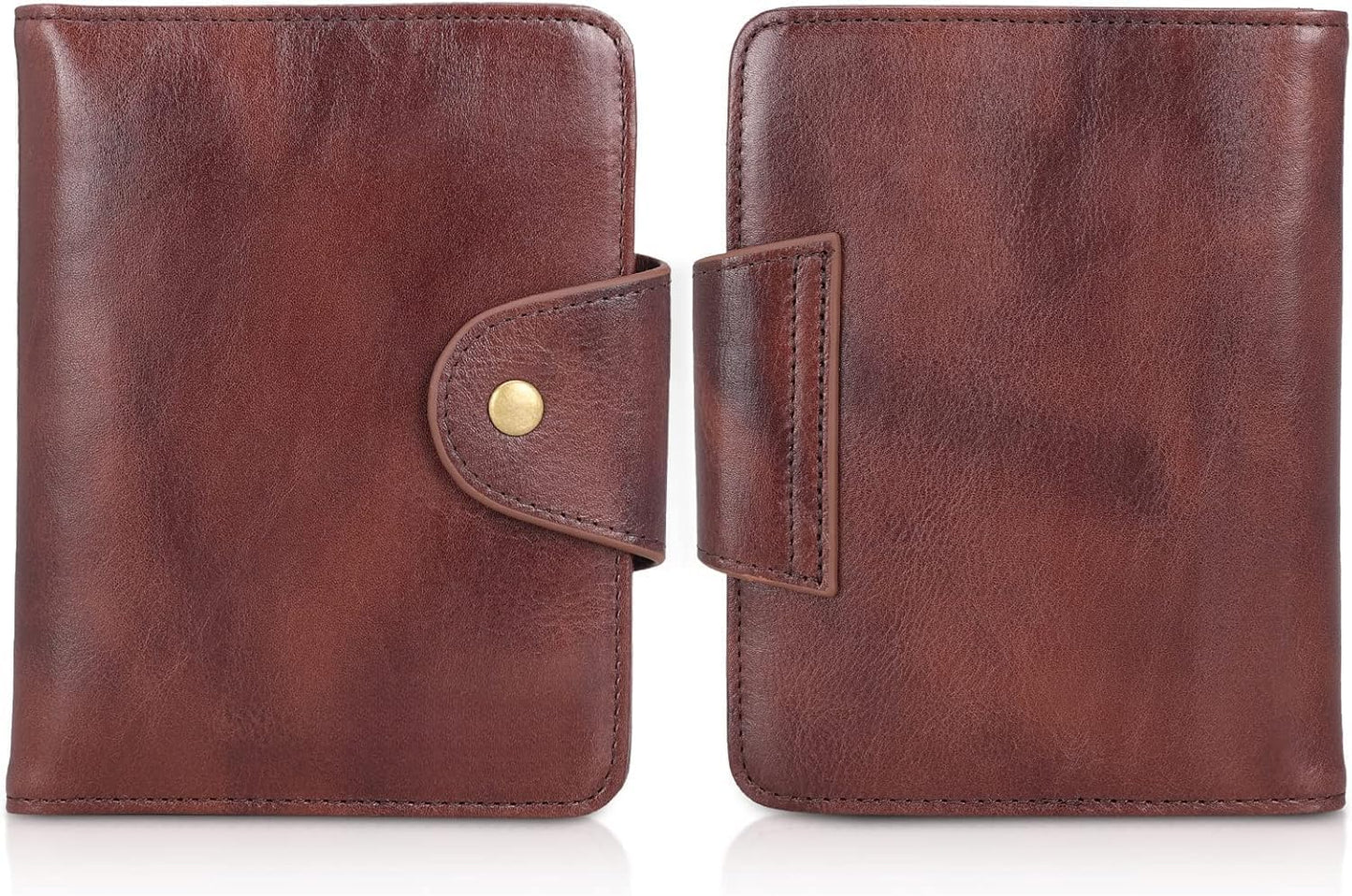 Real Leather Wallet Functional RFID Bifold Passport Holder Travel (Coffee)
