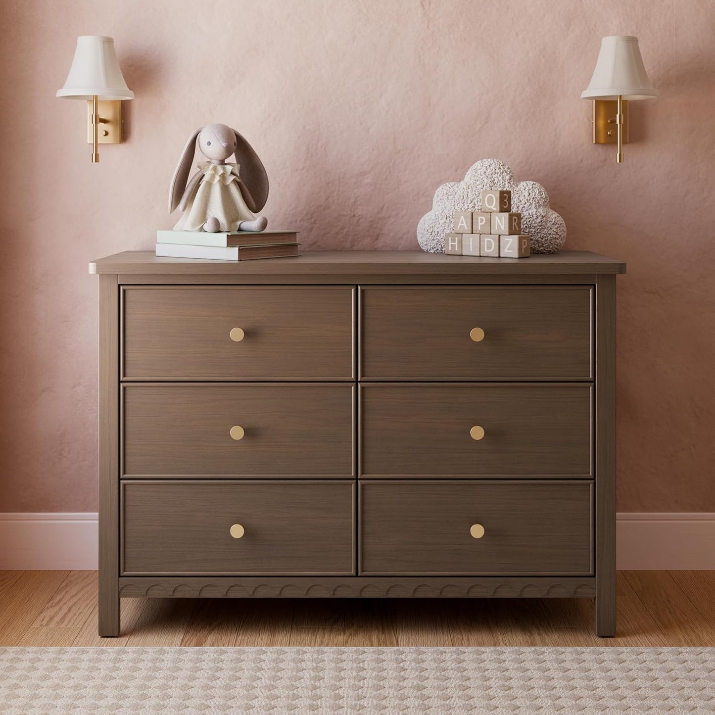 Graco Sasha 6 Drawer Dresser (Hazelnut) – GREENGUARD Gold Certified, Wood Storage for Nursery or Kids’ Room, Safe Interlocking Drawer System & Easy Assembly with Pre-Installed Tracks