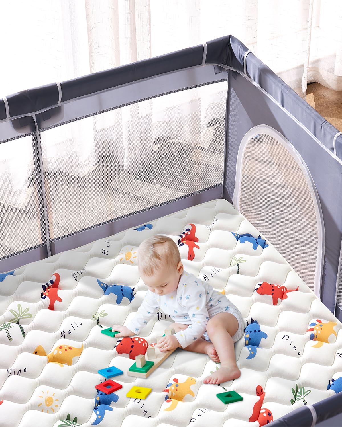 Odorless Premium Foam Baby Play Mat 79" x 59", Soft Microfiber Fabric Crawling Mat for Floor- Comfortable and Hypoallergenic, Non-Slip Cushioned Floor Playpen mat for Infants,Babies,Toddlers