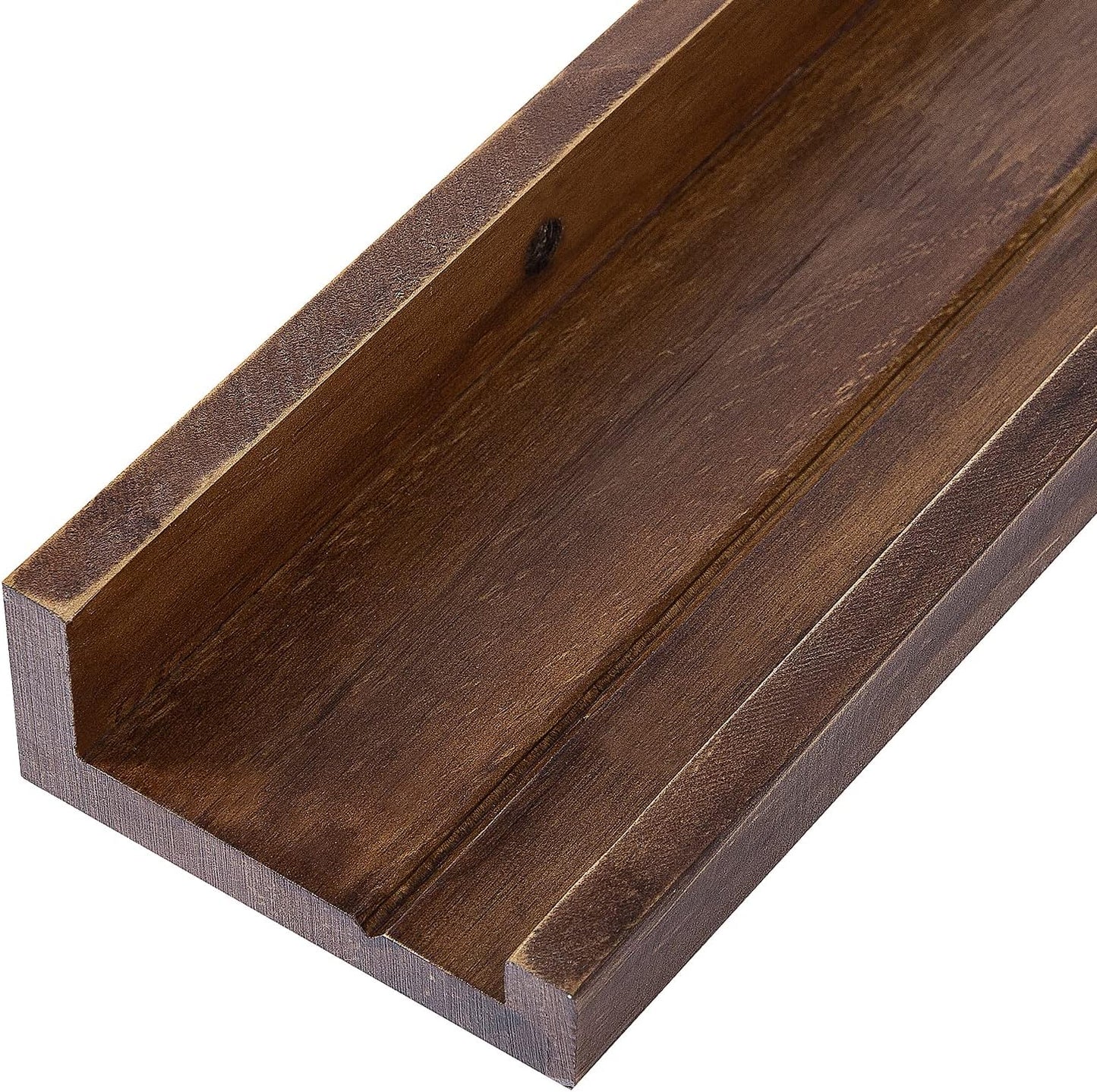 AZSKY 24 Inch Floating Shelves Rustic Wood Wall Shelf Deep Dark Walnut Floating Shelves a Set of 3 Hanging Narrow Picture Photo Ledge Shelves Wall Mounted Bathroom Bedroom Kitchen Office Décor