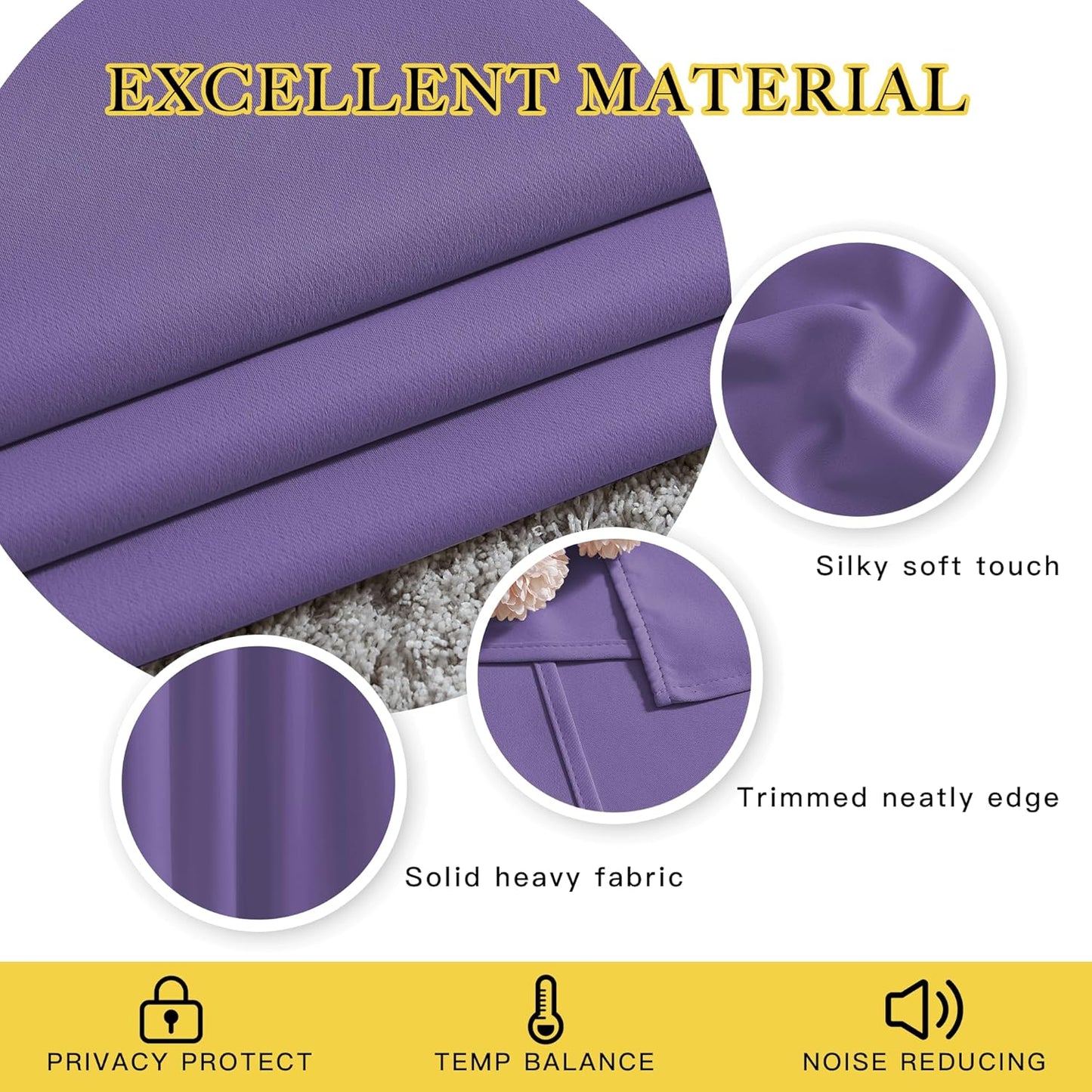 NICETOWN Blackout Curtains for Girls Room - Thermal Insulated Solid Grommet Room Darkening Panels/Drapes for Girl's Bedroom (Lilac Purple, 1 Pair, 66 by 54-Inch)