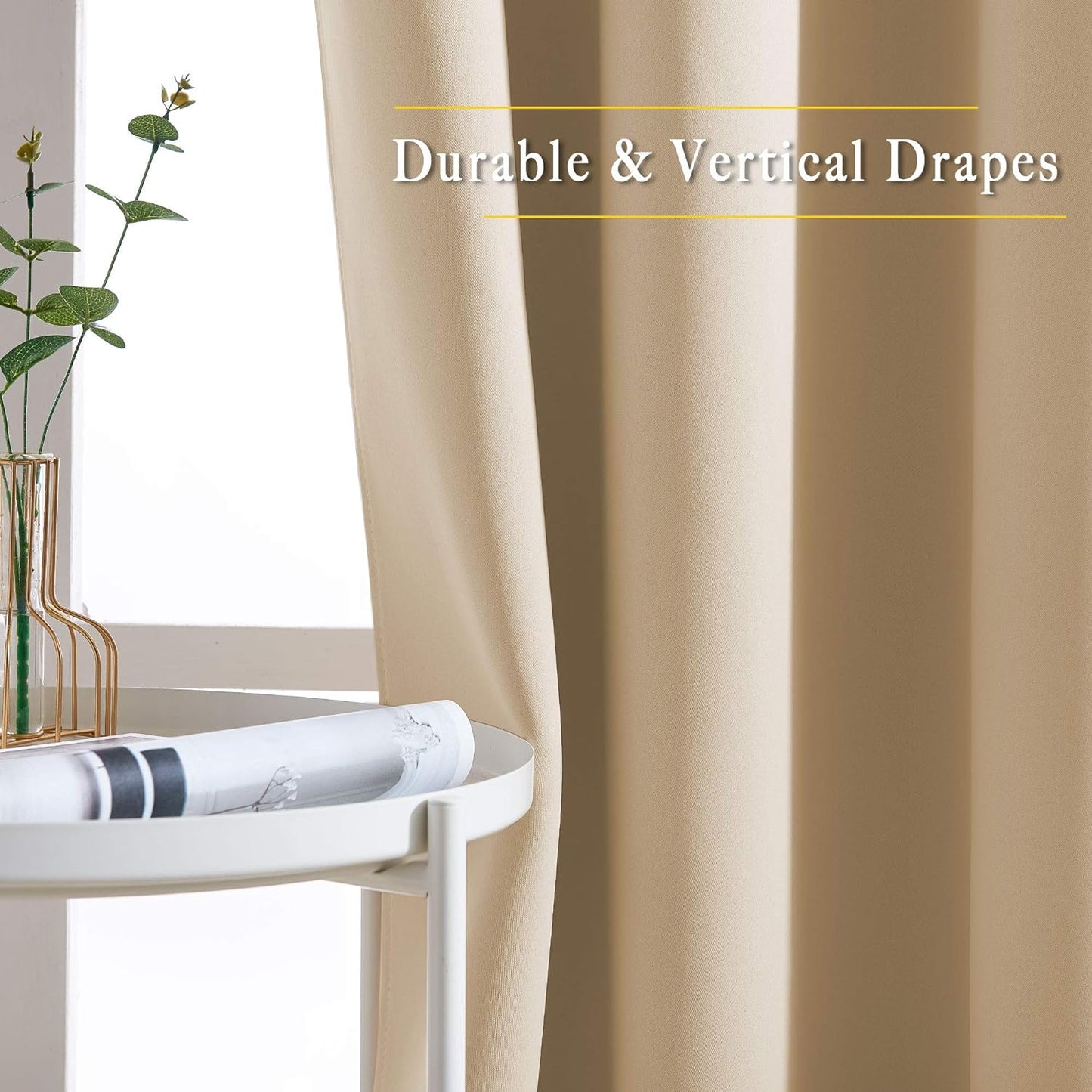 NICETOWN Room Darkening Curtains & Drapes for Room Divider - Grommet Thermal Curtains Light & Sound Reducing Window Treatments for Bedroom (W66 x L102, Biscotti Beige, 1 Pair)