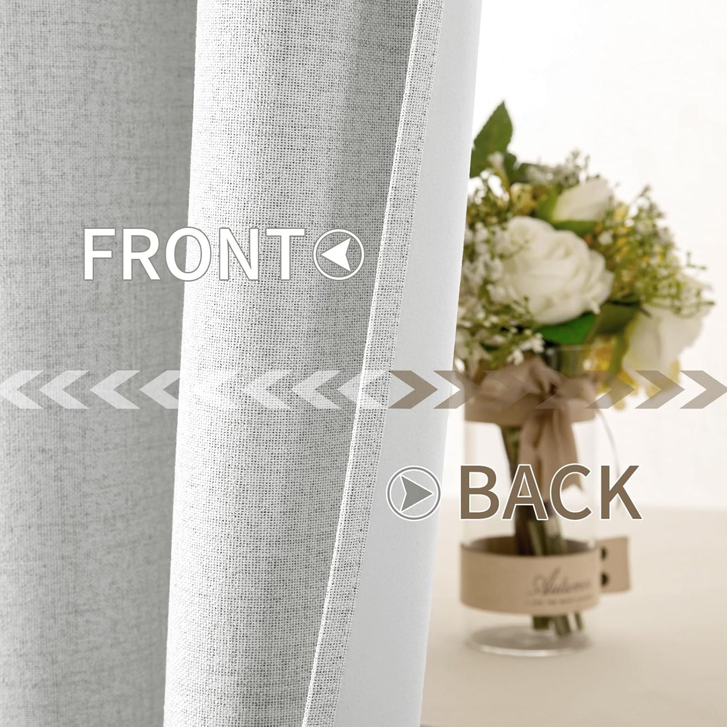 MIULEE Linen Textured Curtains Solid 100% Blackout for Bedroom Thermal Insulated Heathered White Grommet Room Darkening Curtains & Drapes Luxury Decor for Living Room Nursery 52 x 72 Inch (2 Panels)