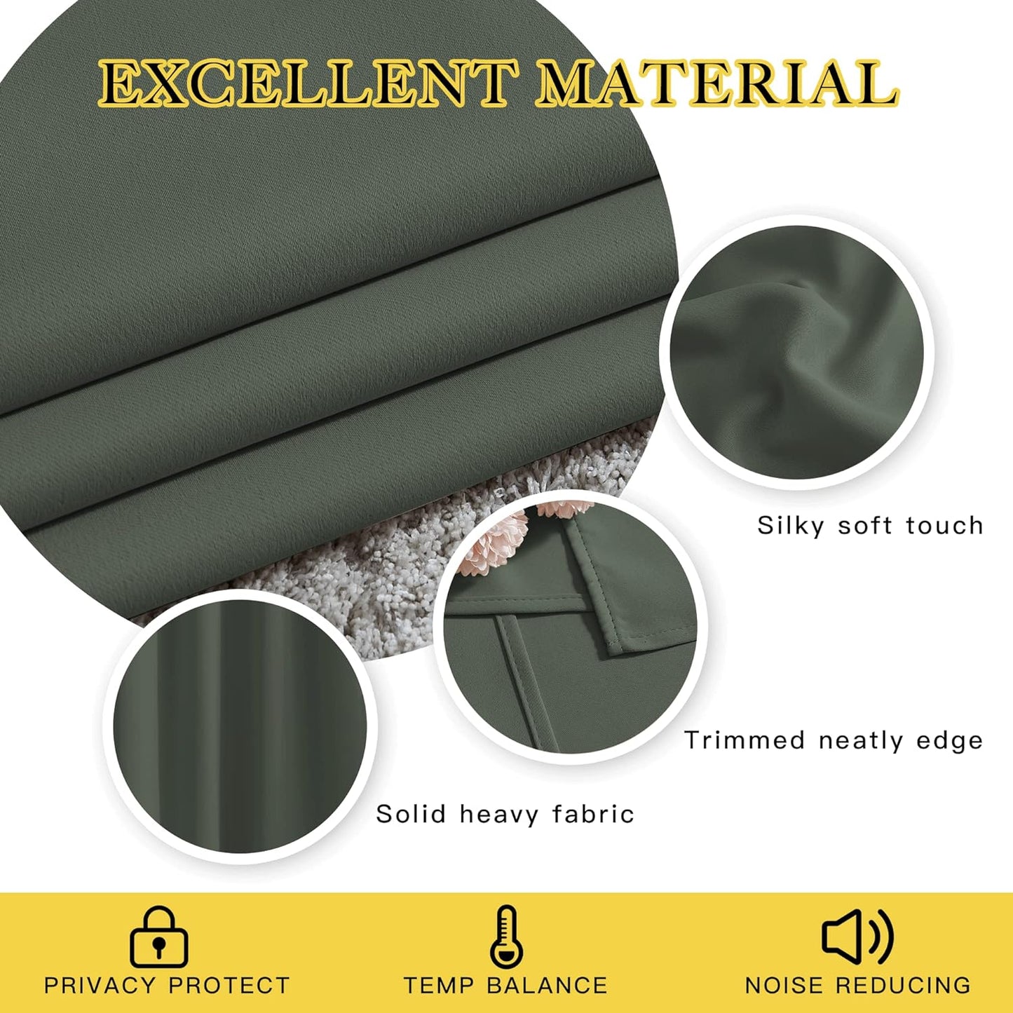 NICETOWN Blackout Curtains & Drapes for Bedroom - Room Darkening Thermal Insulated Grommet Voice Reducing Room Dividers Window Drapes (Dark Mallard, 2 Panels, W66 x L72)