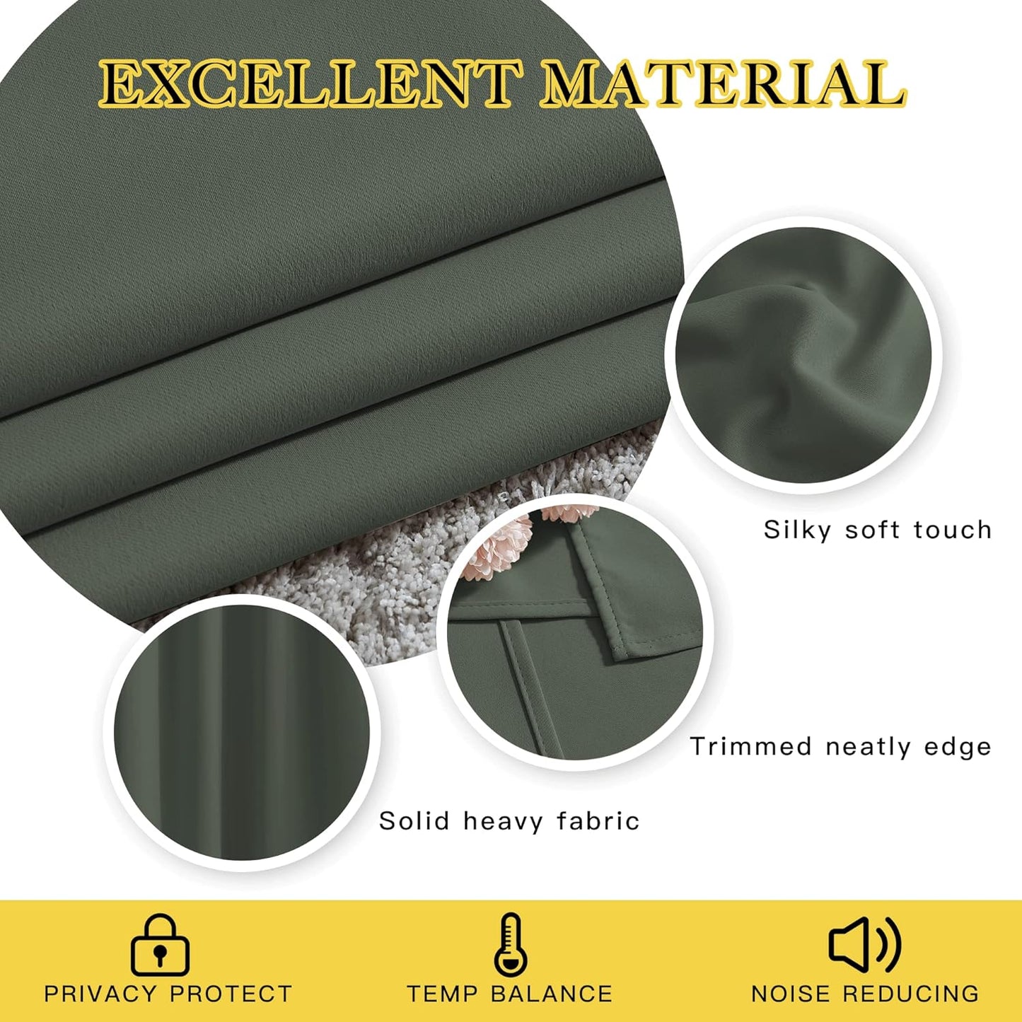 NICETOWN Dark Mallard Room Darkening 102 inch Curtains, Grommet Thermal Curtains Weighted Window Treatments for Living Room/Farmhouse, W46 x L102, 2 Panels