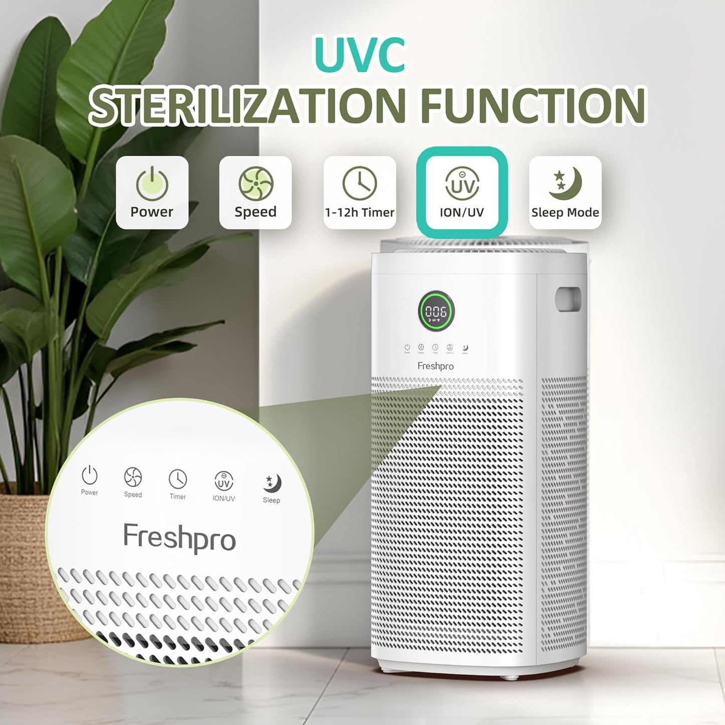 HEPA Air Purifiers for Home Large Room, Covers Up to 3065 ft², UVC Light, H13 HEPA 4-in1 Air Filter, Pet Air Purifier Remove Pets Dander, Smoke Pollutants Odor, Allergies in Bedroom, KF-P31